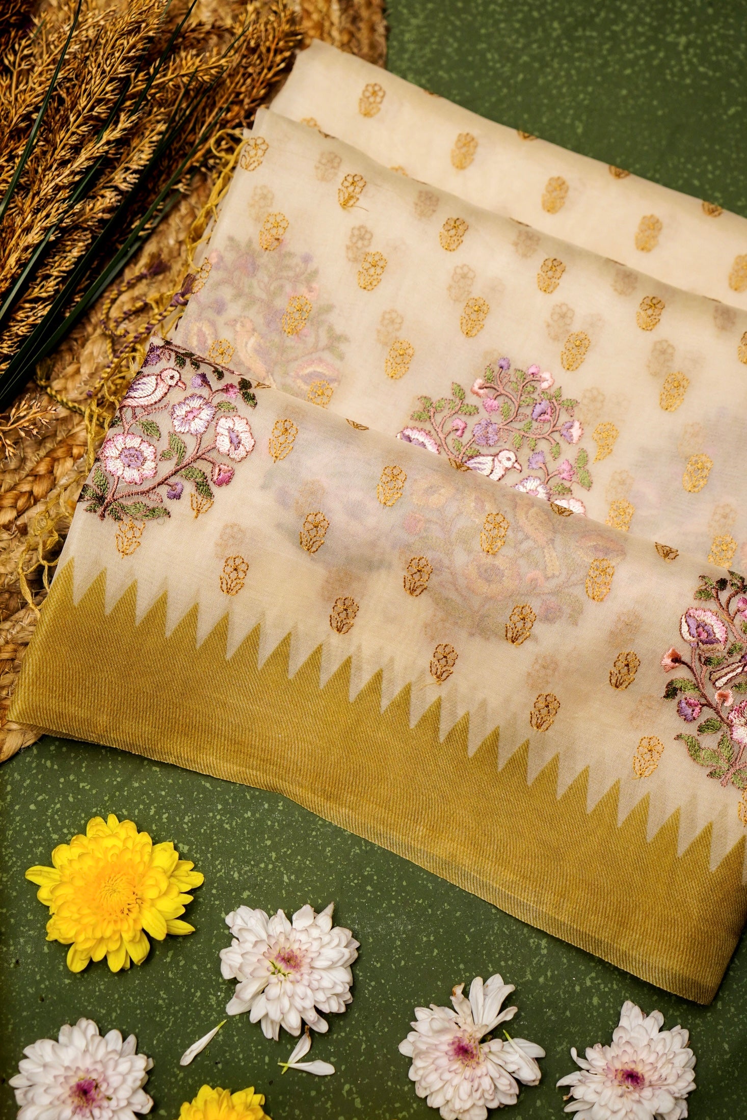 Designer White Organza Silk Saree