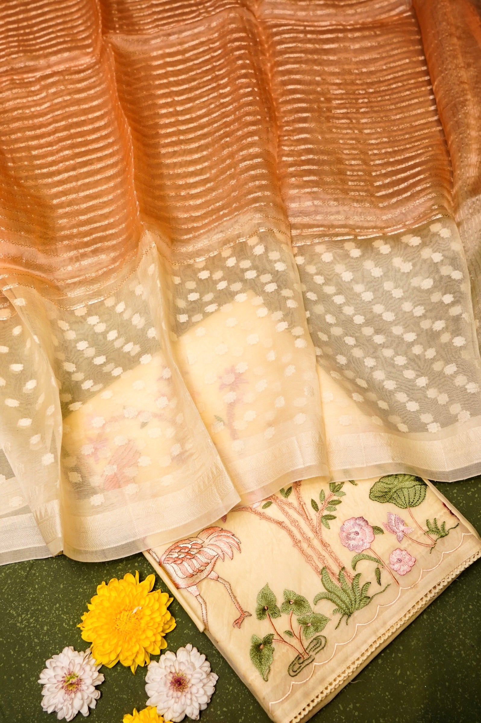 Designer Beige Organza  Suit
