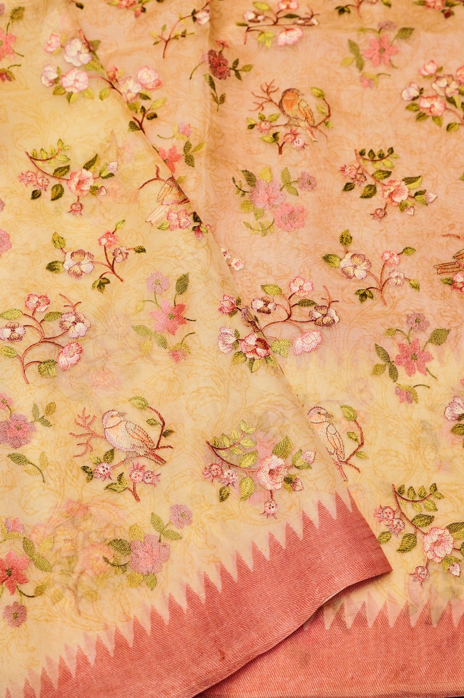Designer Light Yellow Organza Saree