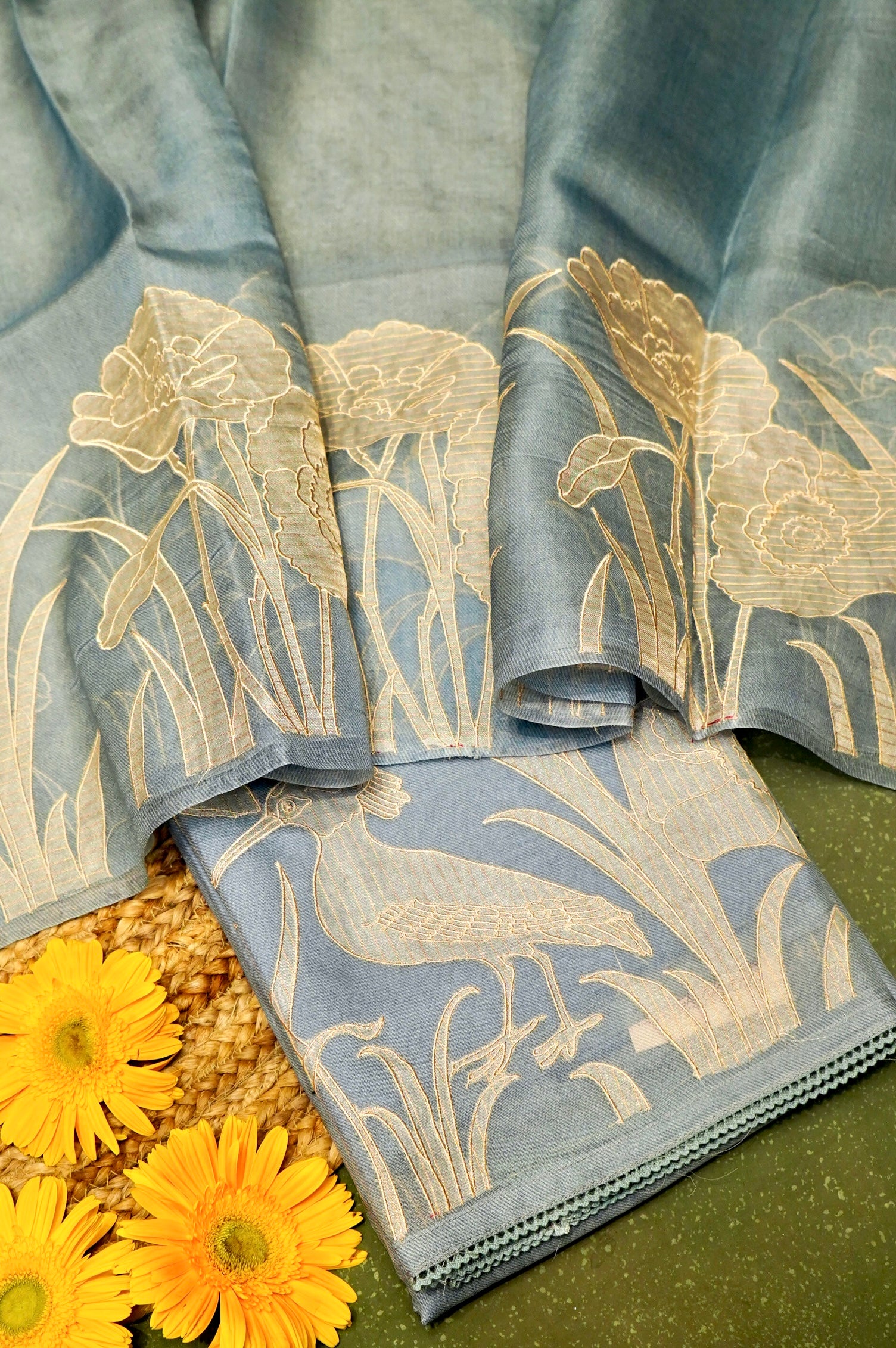 Designer Powder Blue Organza Suit