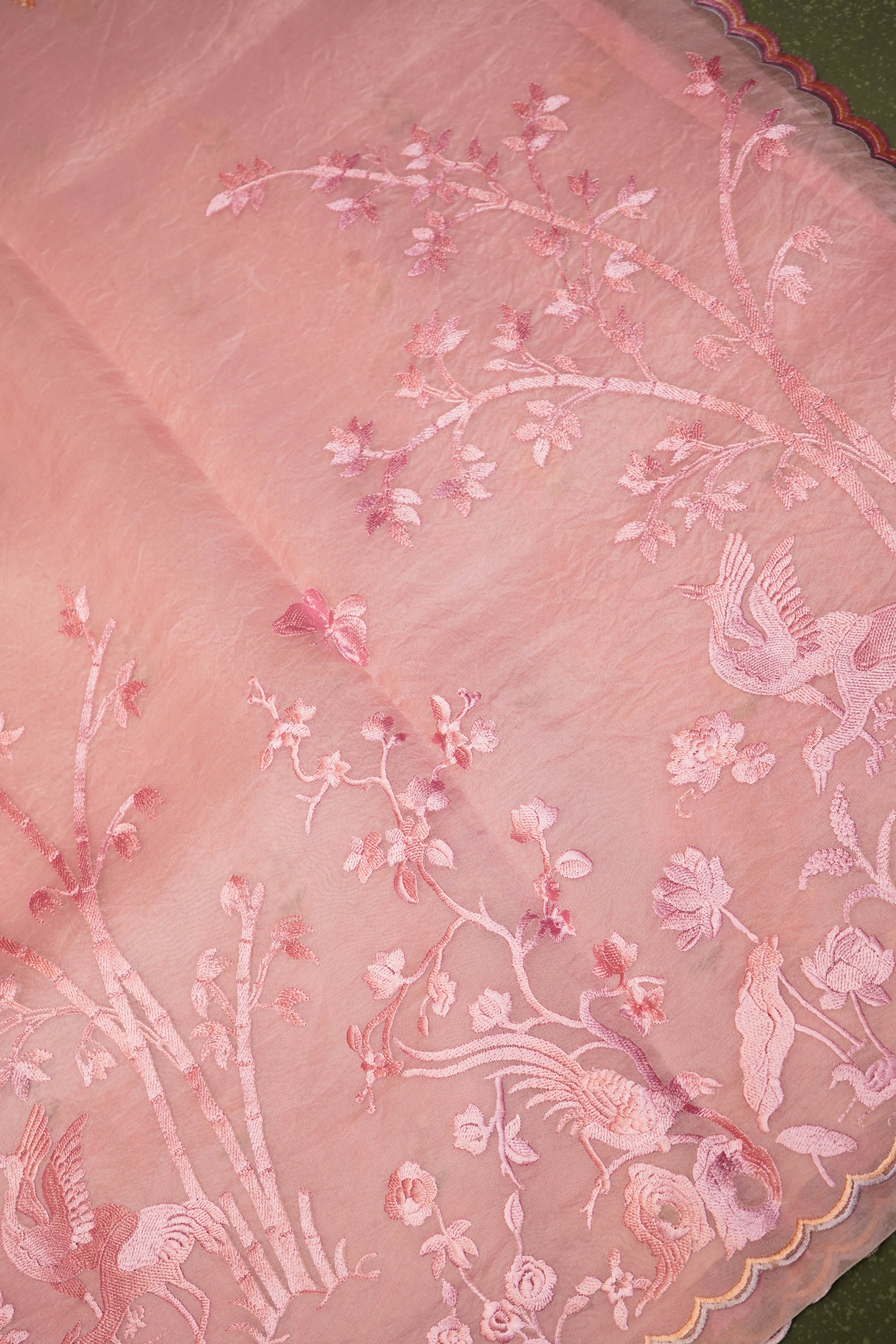 Designer Pink Organza Saree