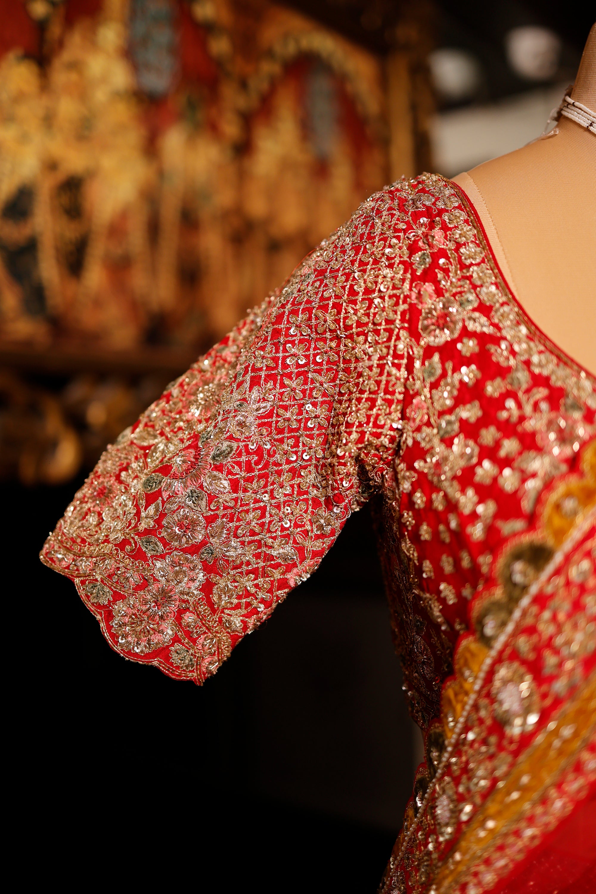 Designer Red Raw Silk Bridal Lehenga