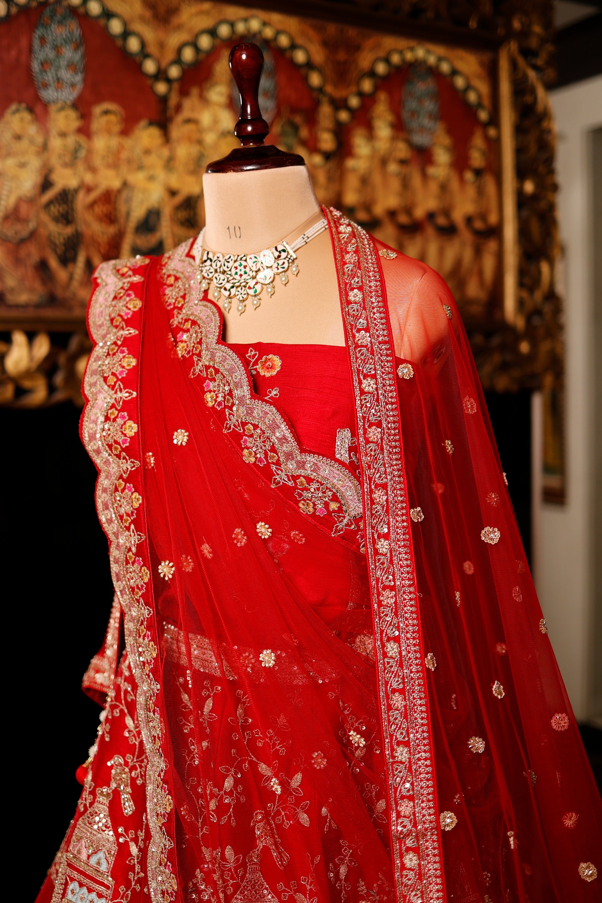 Designer Red Raw Silk Bridal Lehenga