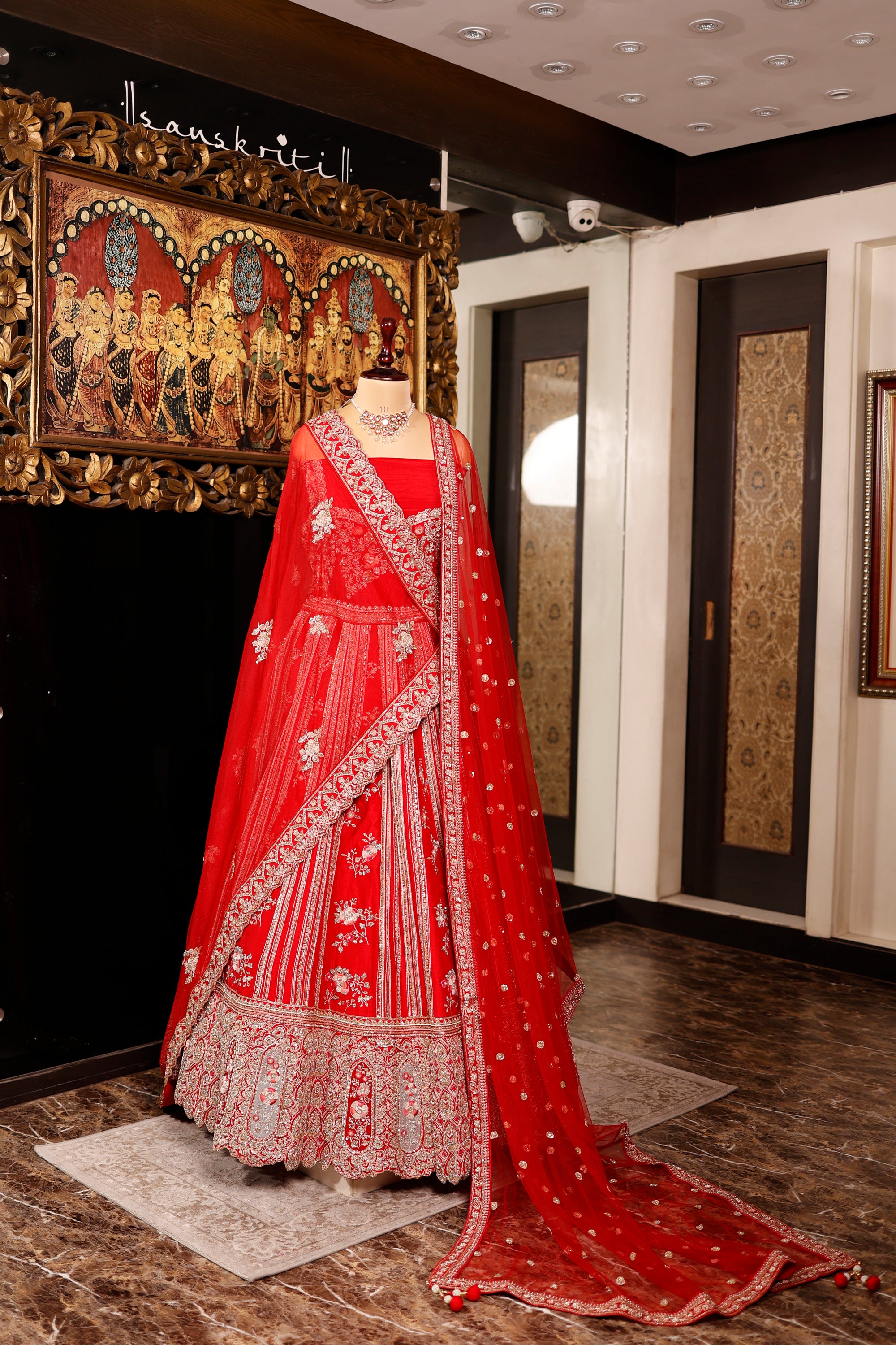 Designer Red Raw Silk Bridal Lehenga