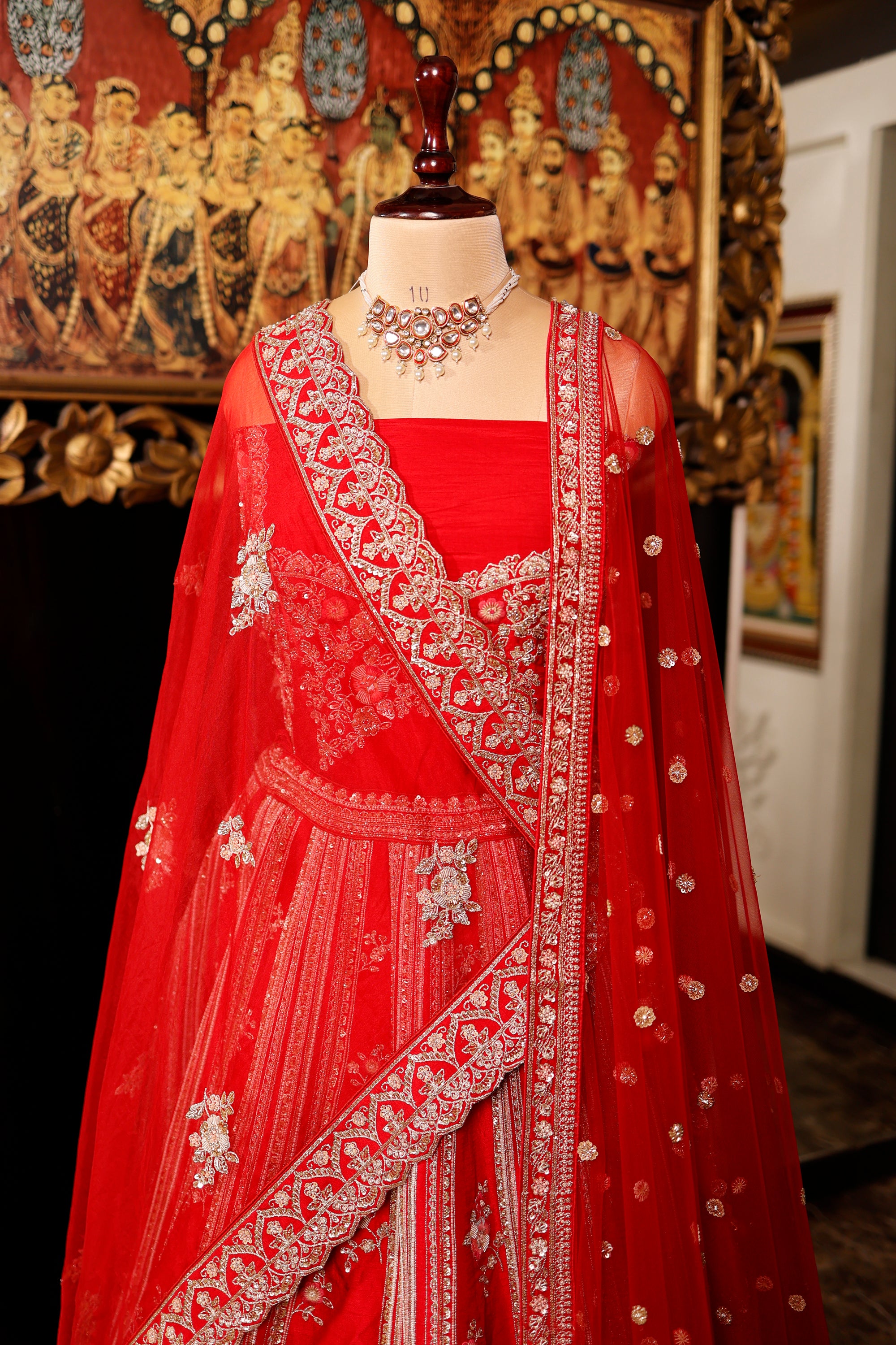 Designer Red Raw Silk Bridal Lehenga