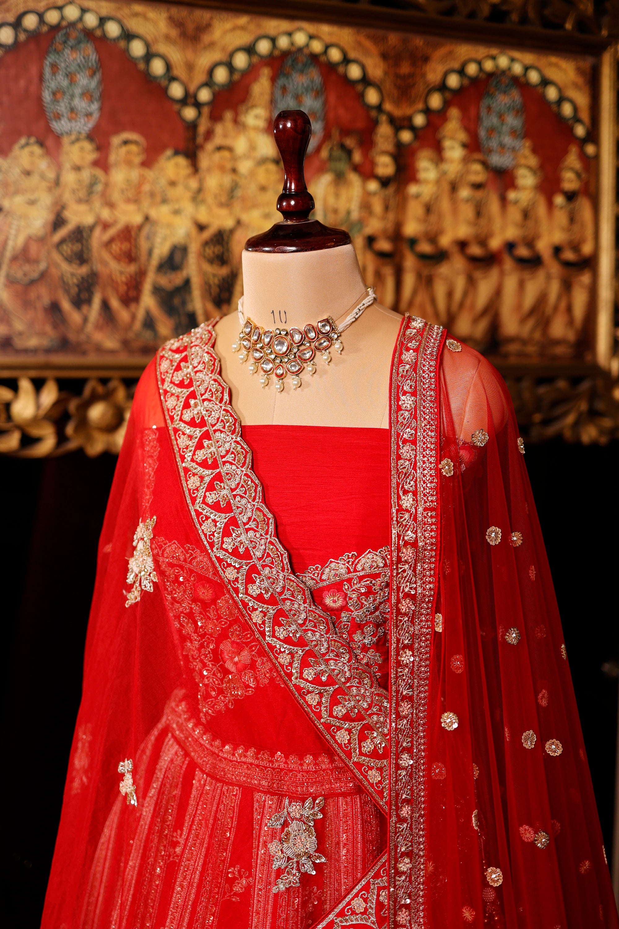 Designer Red Raw Silk Bridal Lehenga