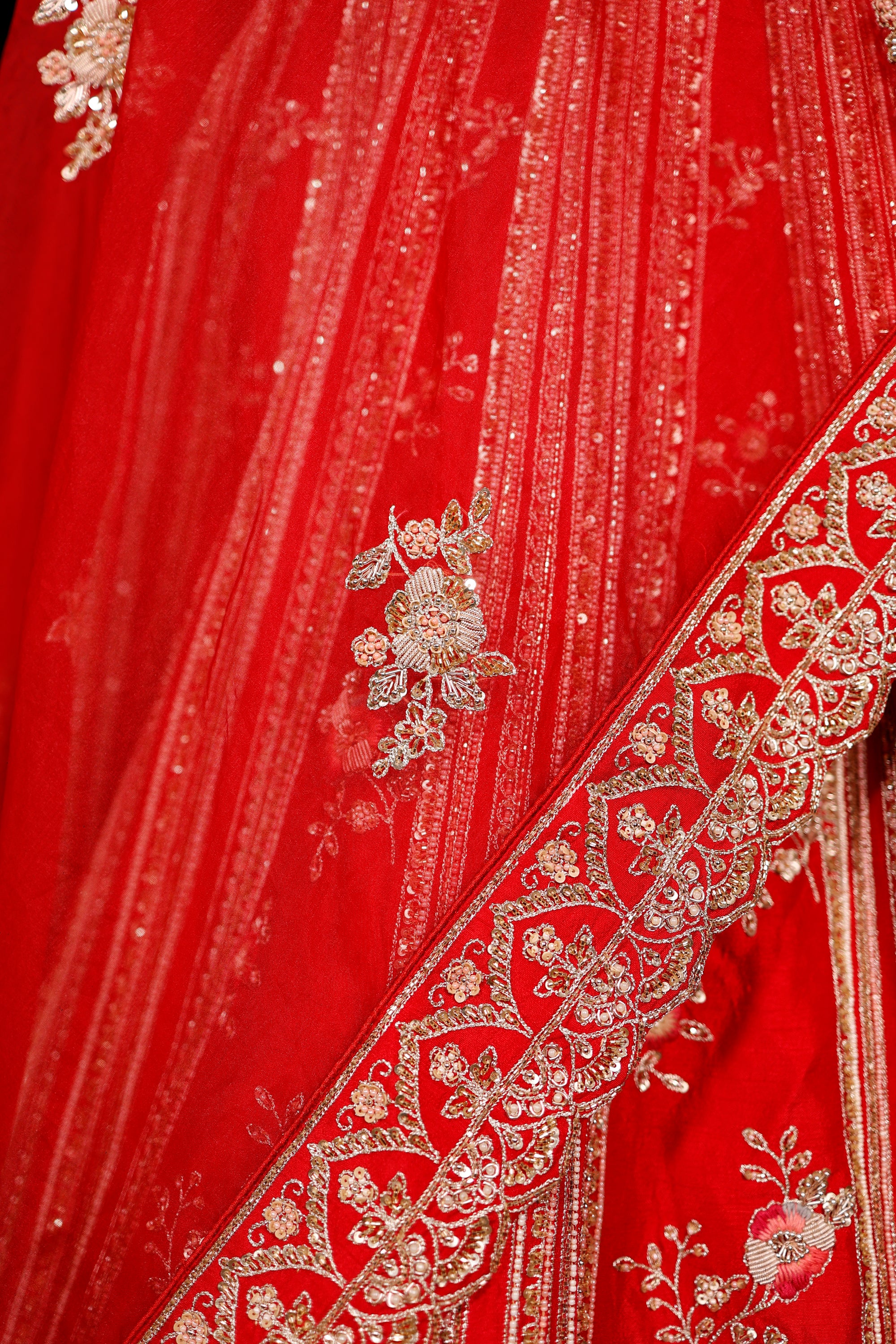 Designer Red Raw Silk Bridal Lehenga