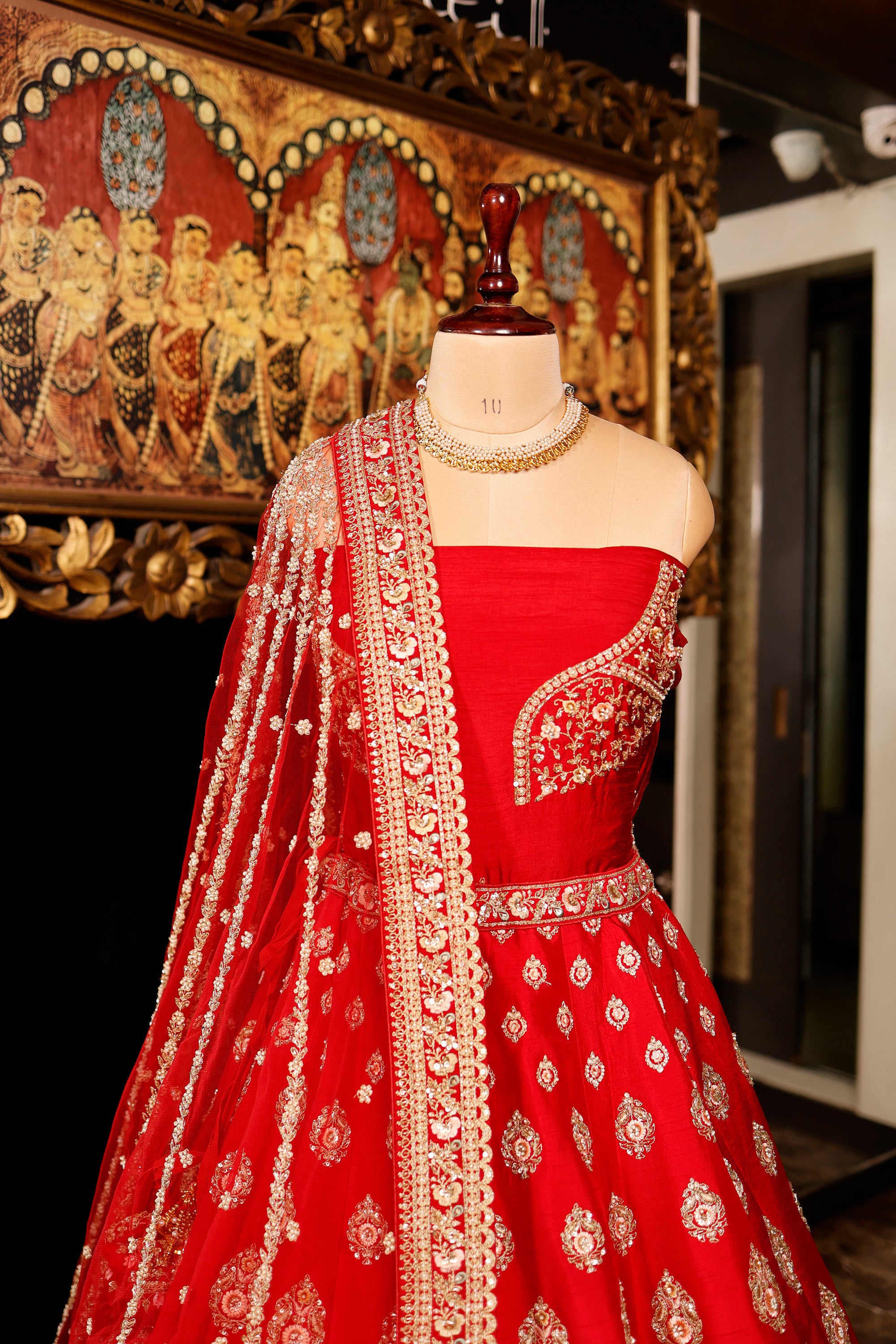 Designer Red Raw Silk Bridal Lehenga
