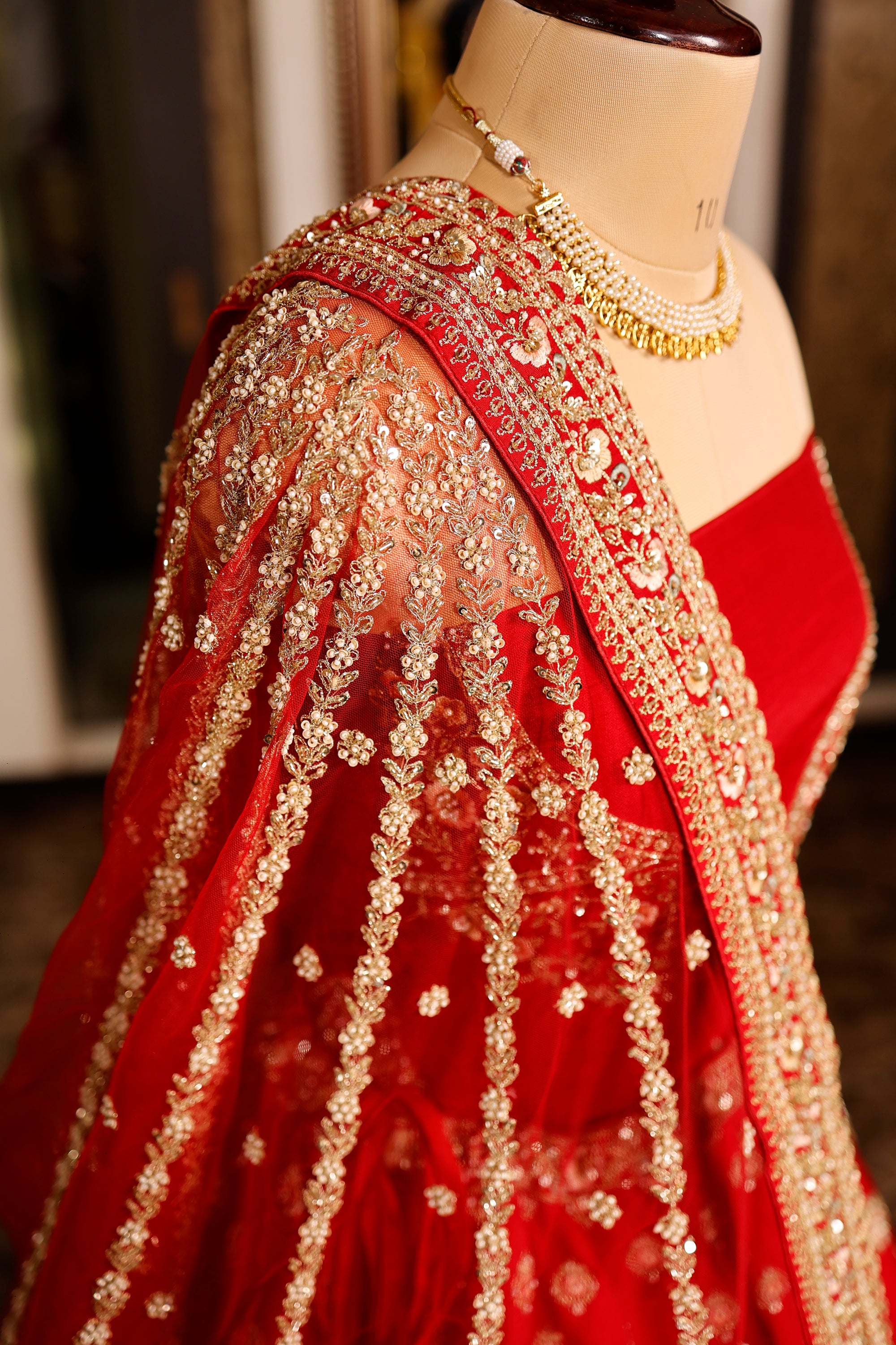 Designer Red Raw Silk Bridal Lehenga