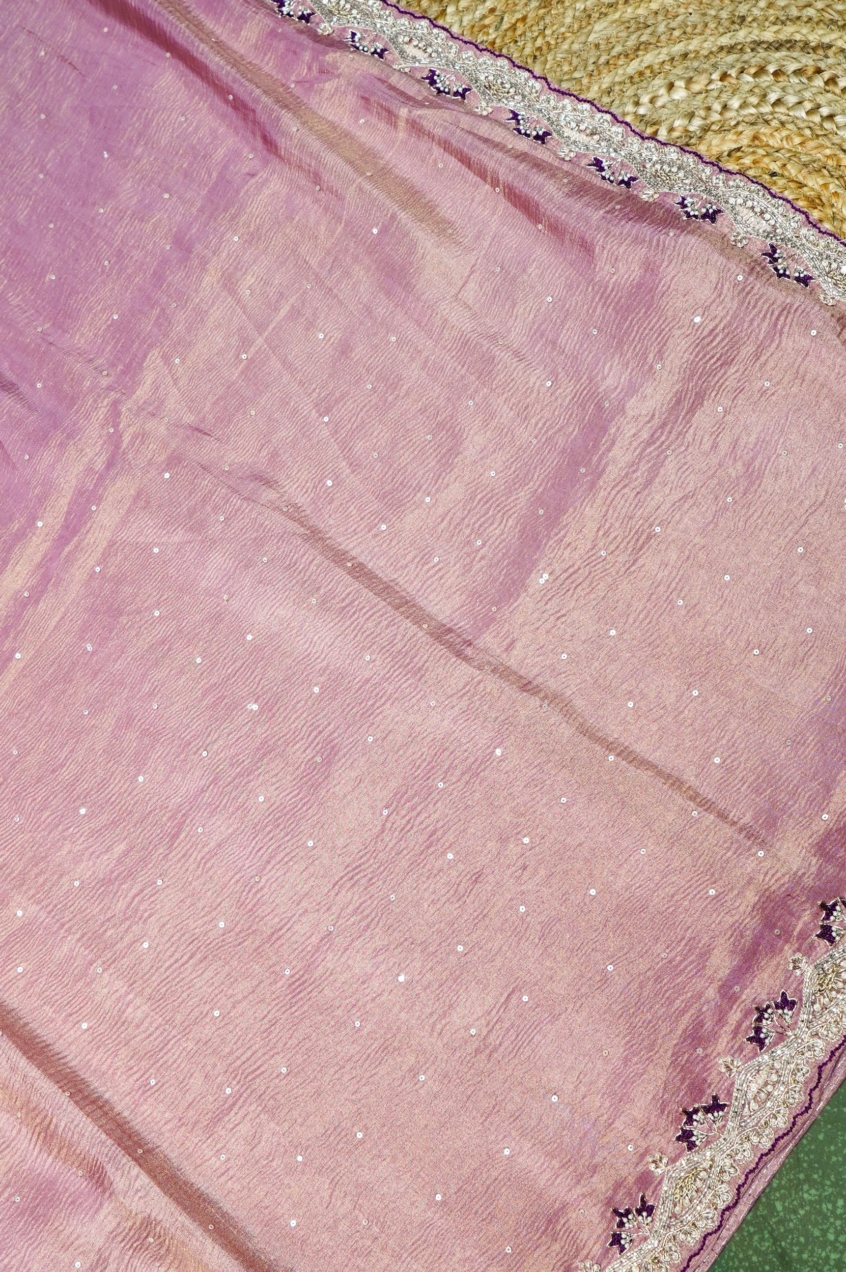 Designer Lavender Tissue Silk Saree