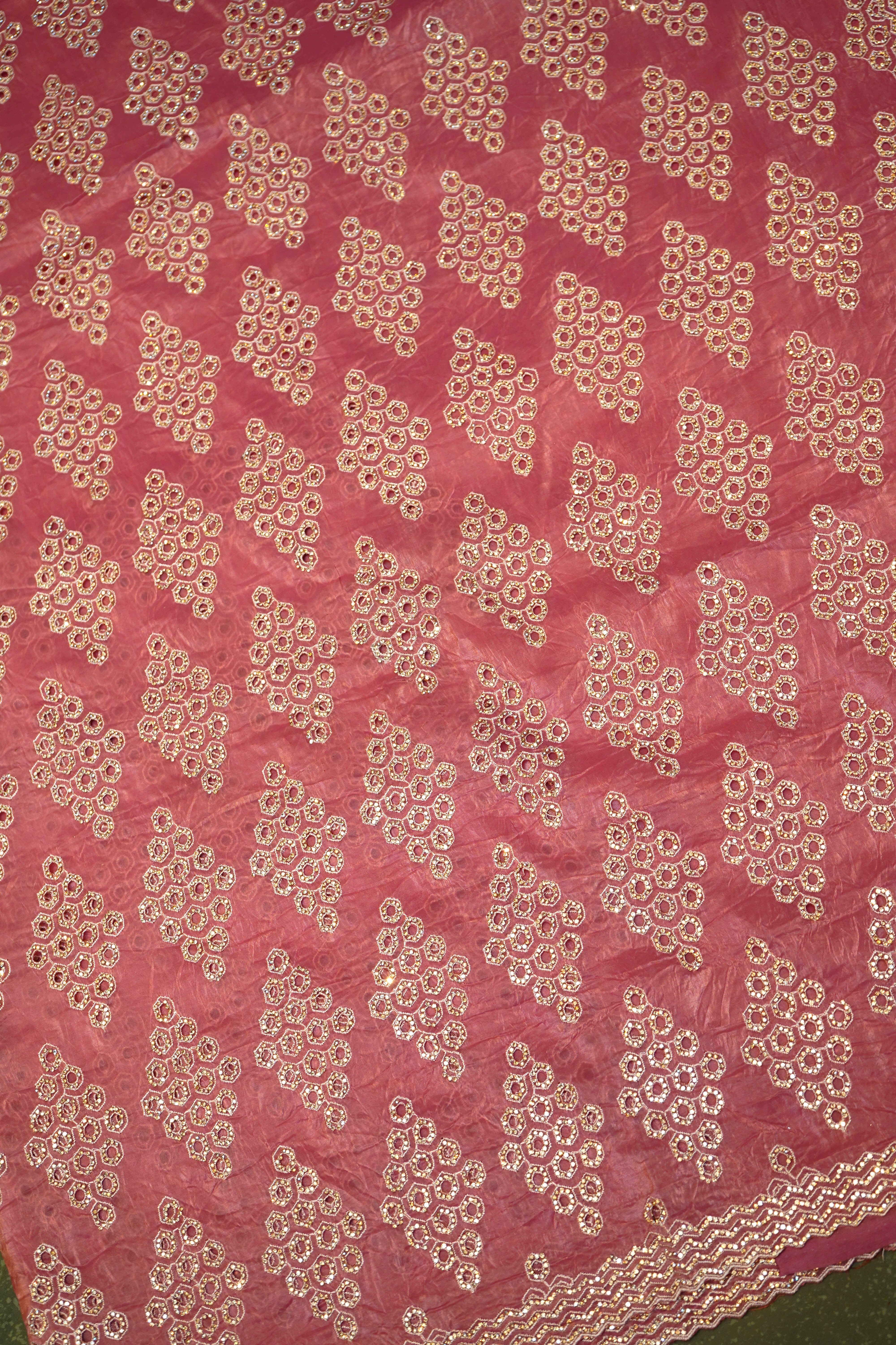 Designer Onion Pink Organza Saree