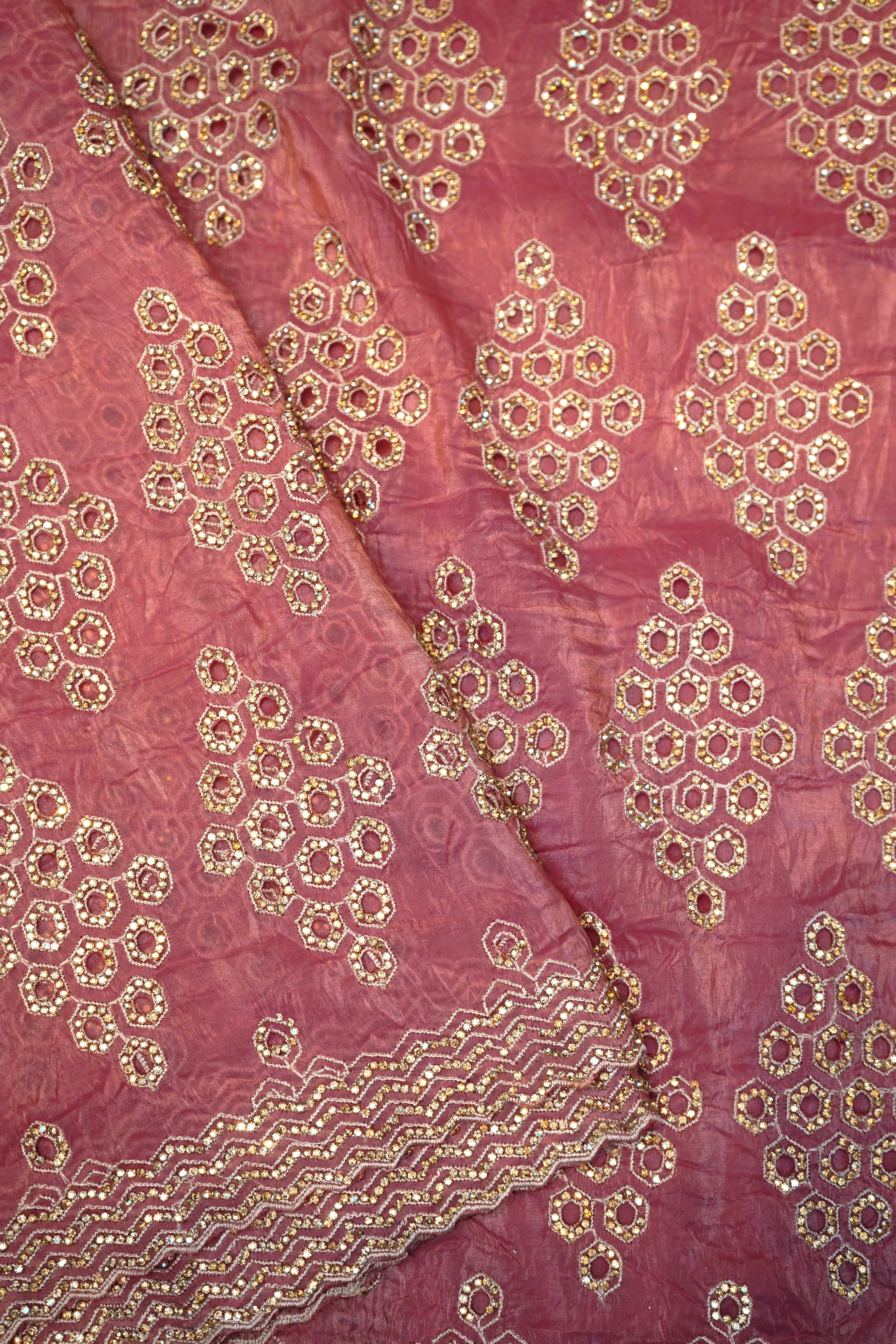 Designer Onion Pink Organza Saree