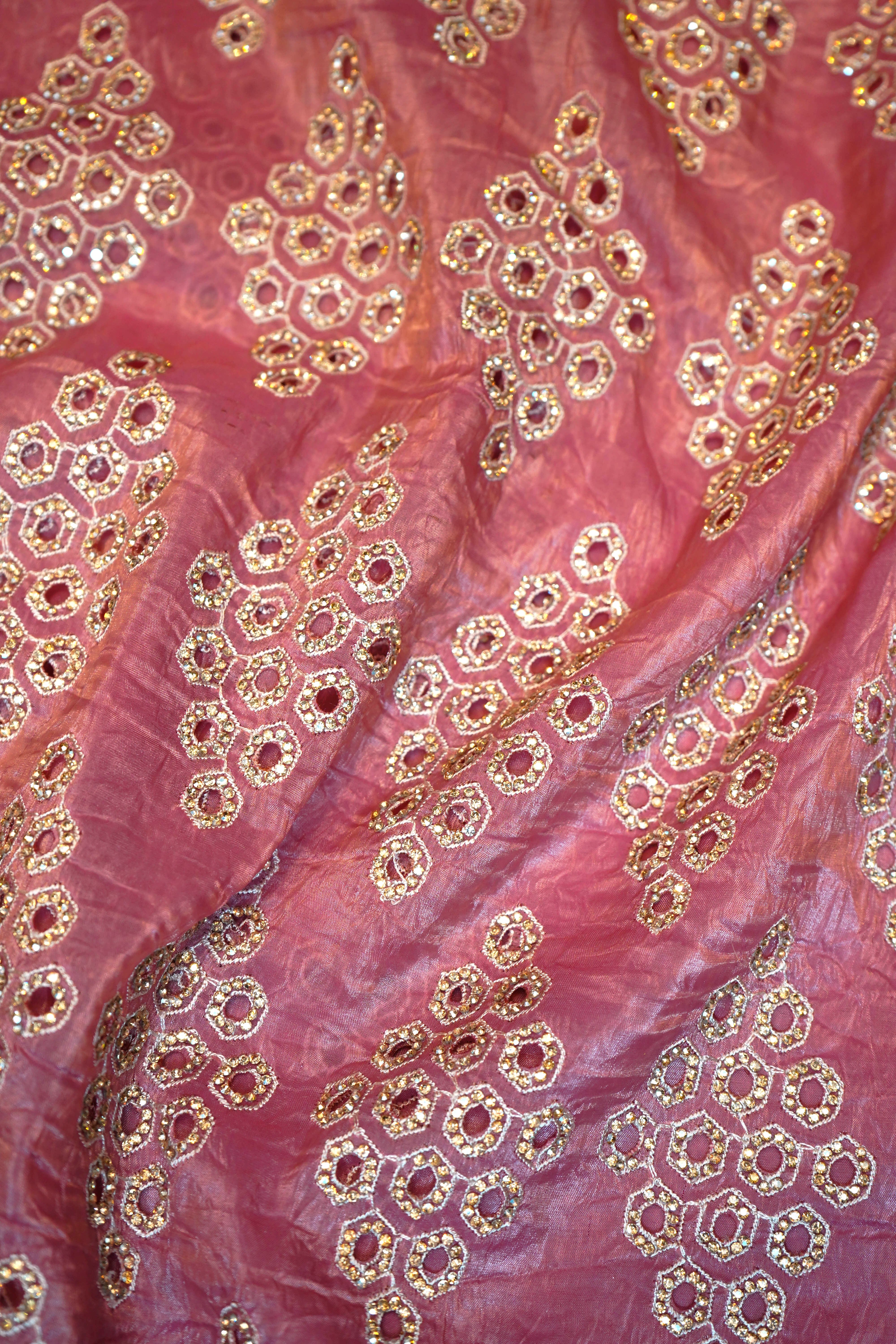 Designer Onion Pink Organza Saree