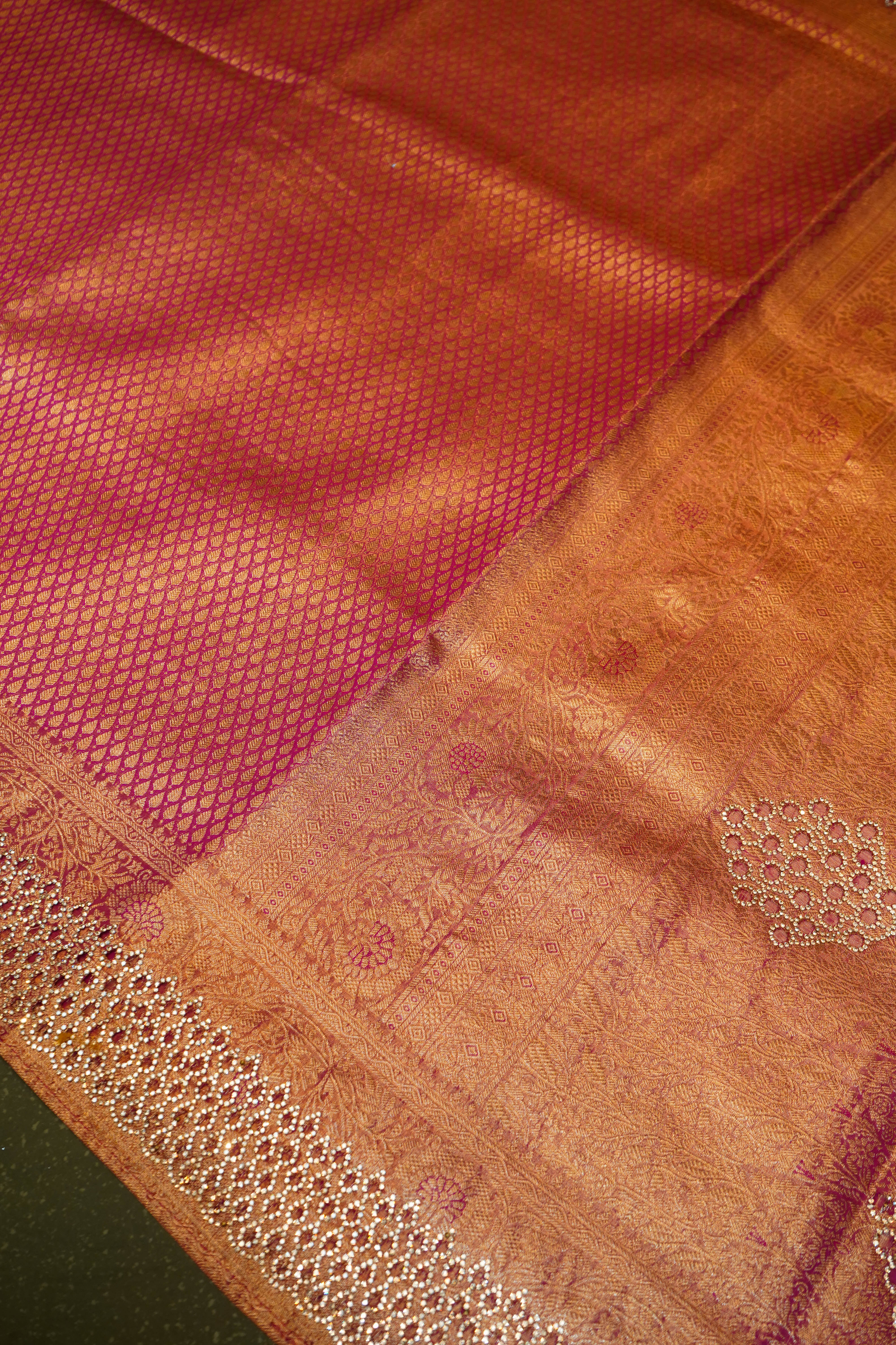 Designer Pink Blended Katan Silk Saree