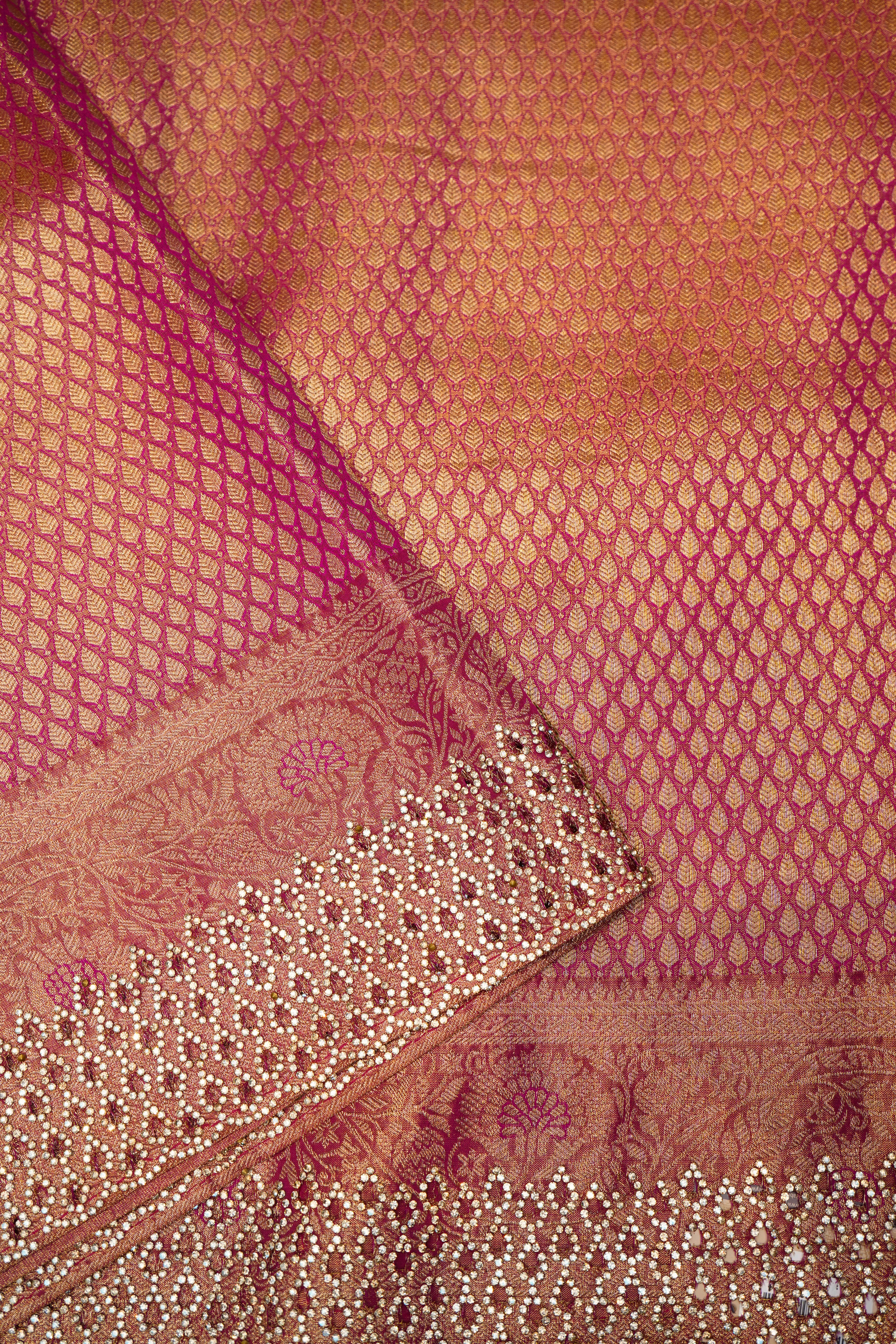 Designer Pink Blended Katan Silk Saree