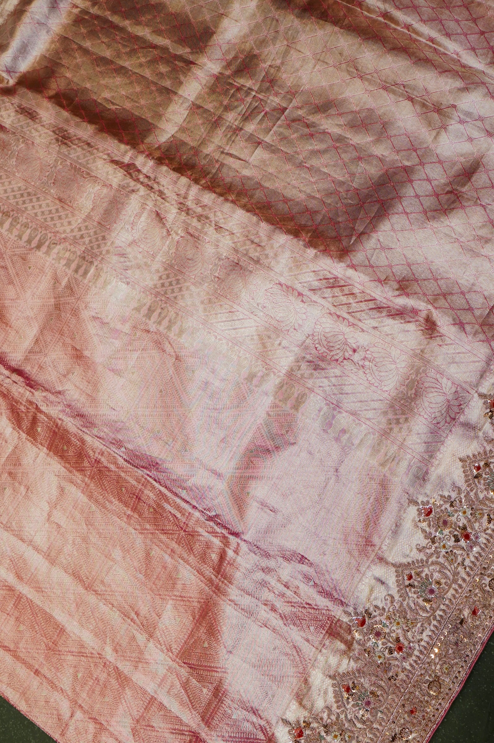 Designer Peach Tissue Silk Saree