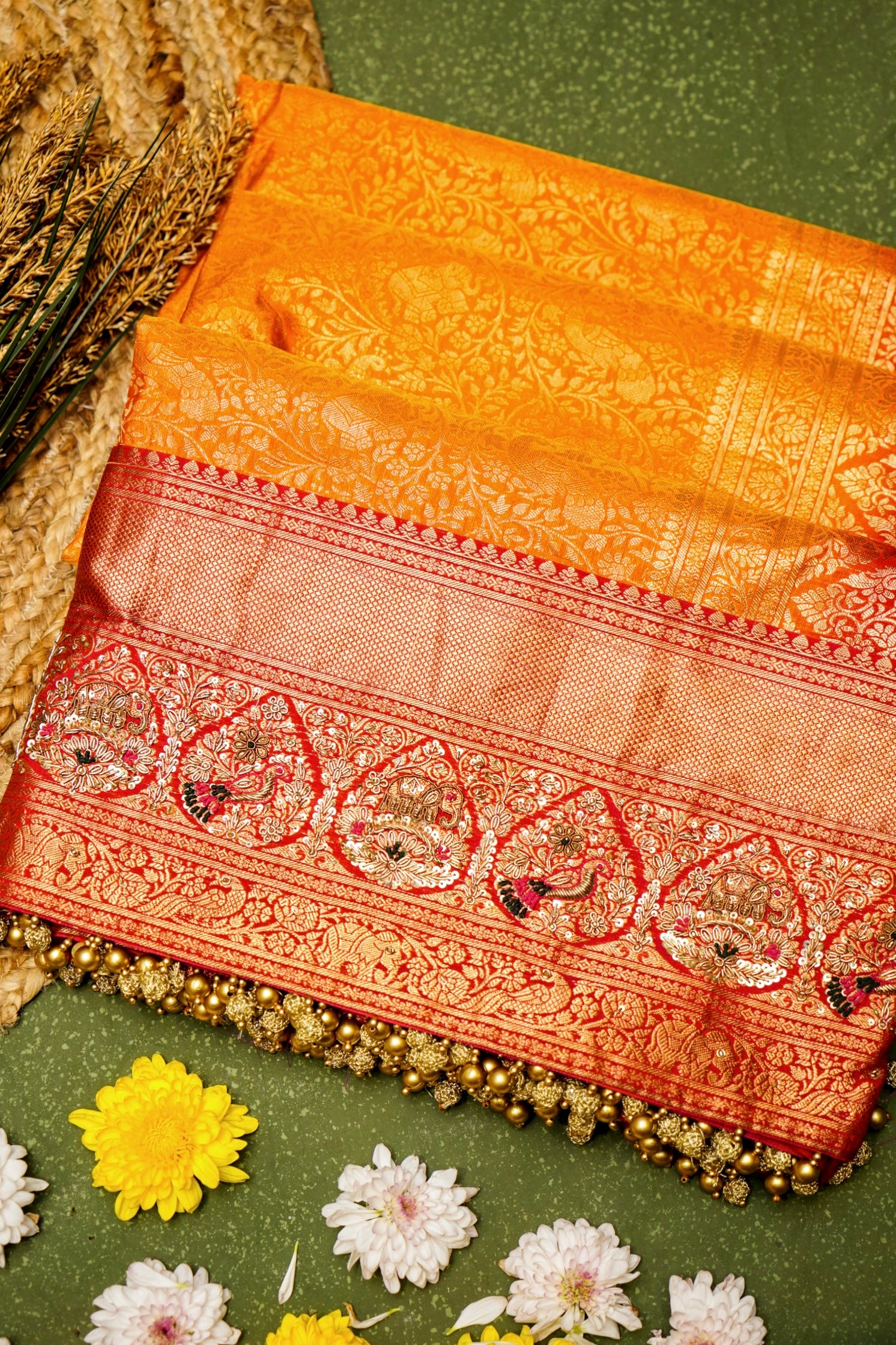 Designer Yellow Katan Silk Saree
