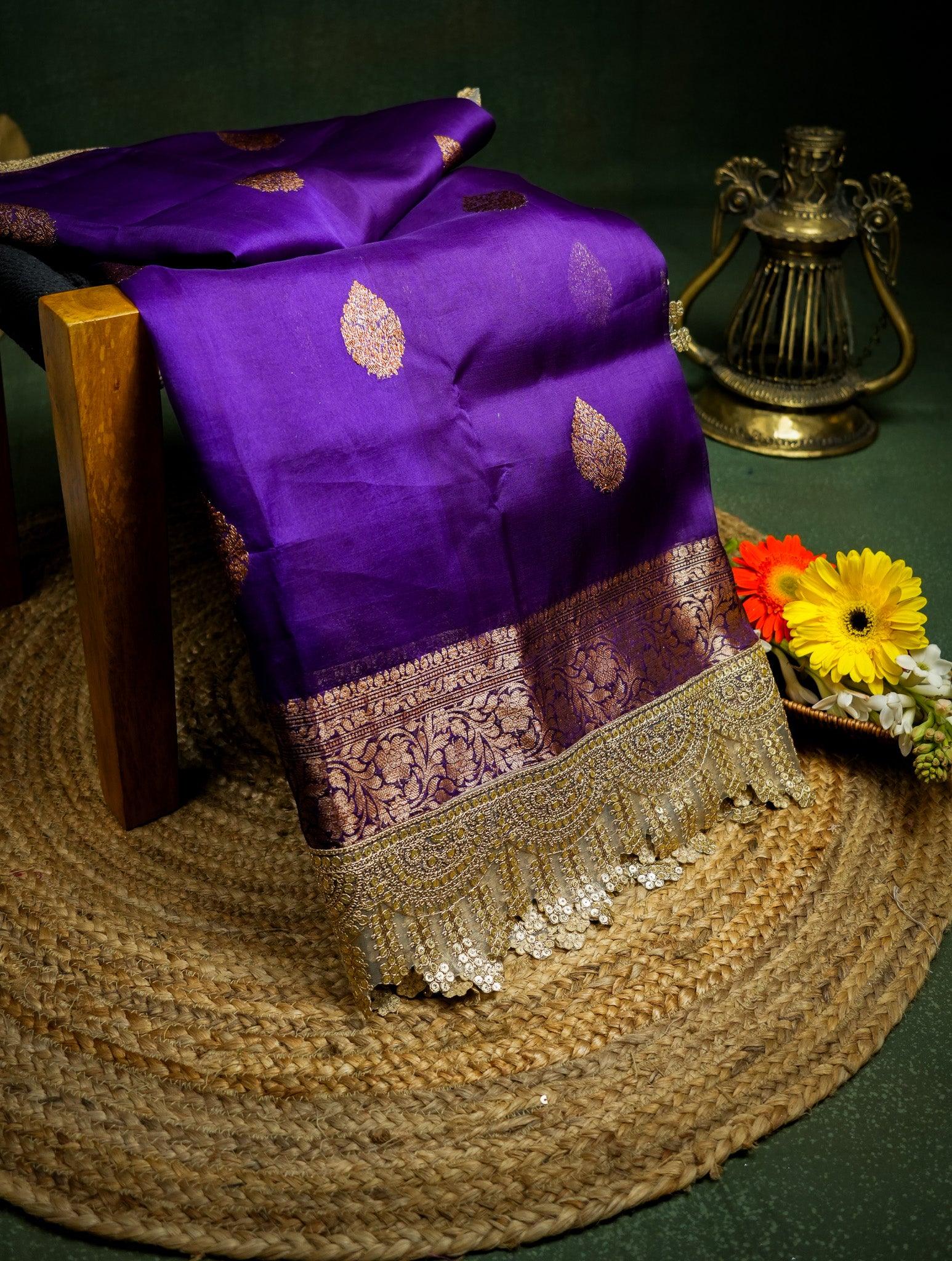 Designer Purple Organza Saree