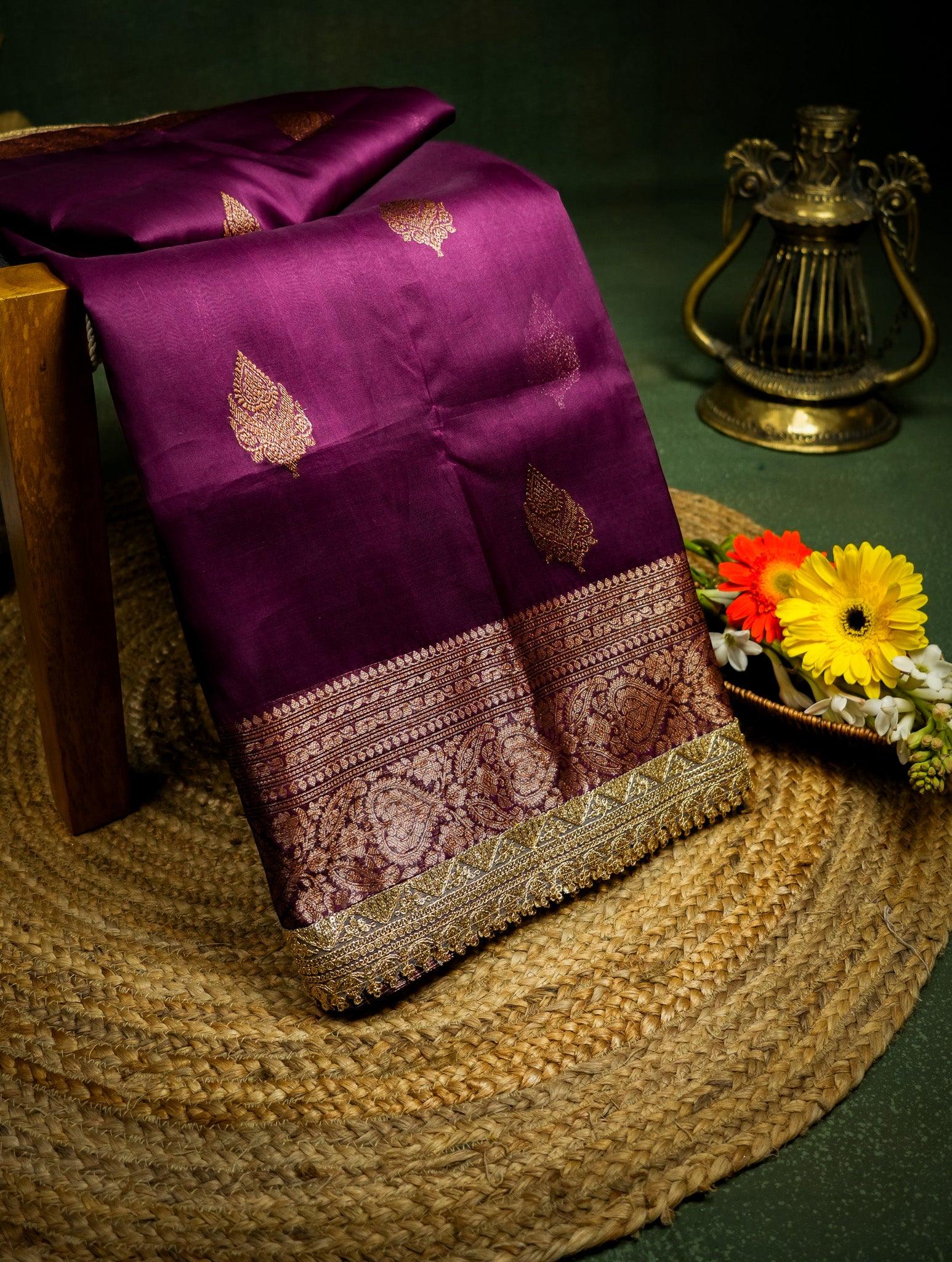 Designer Wine Organza Saree