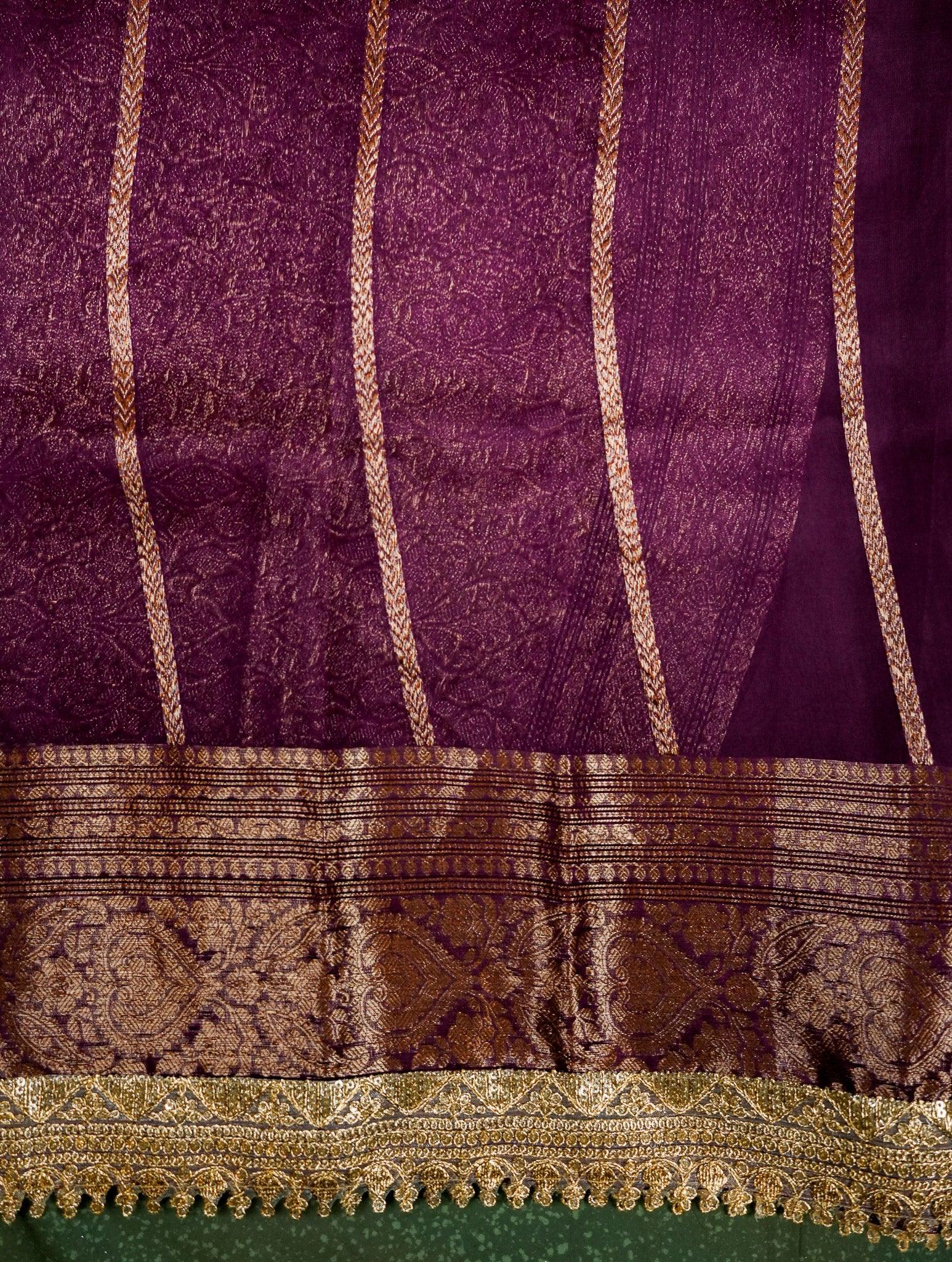 Designer Wine Organza Saree