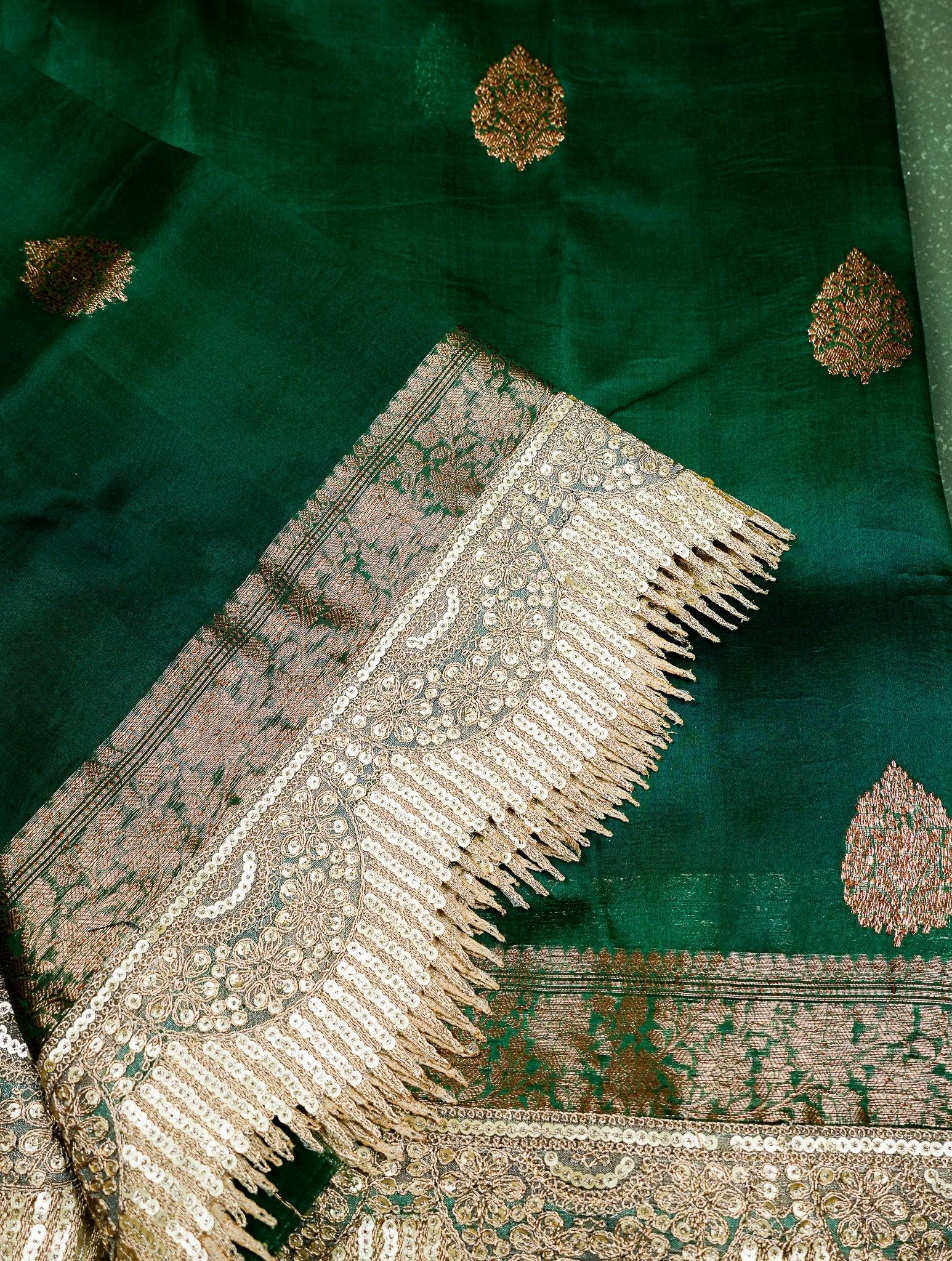 Designer Green Organza Saree