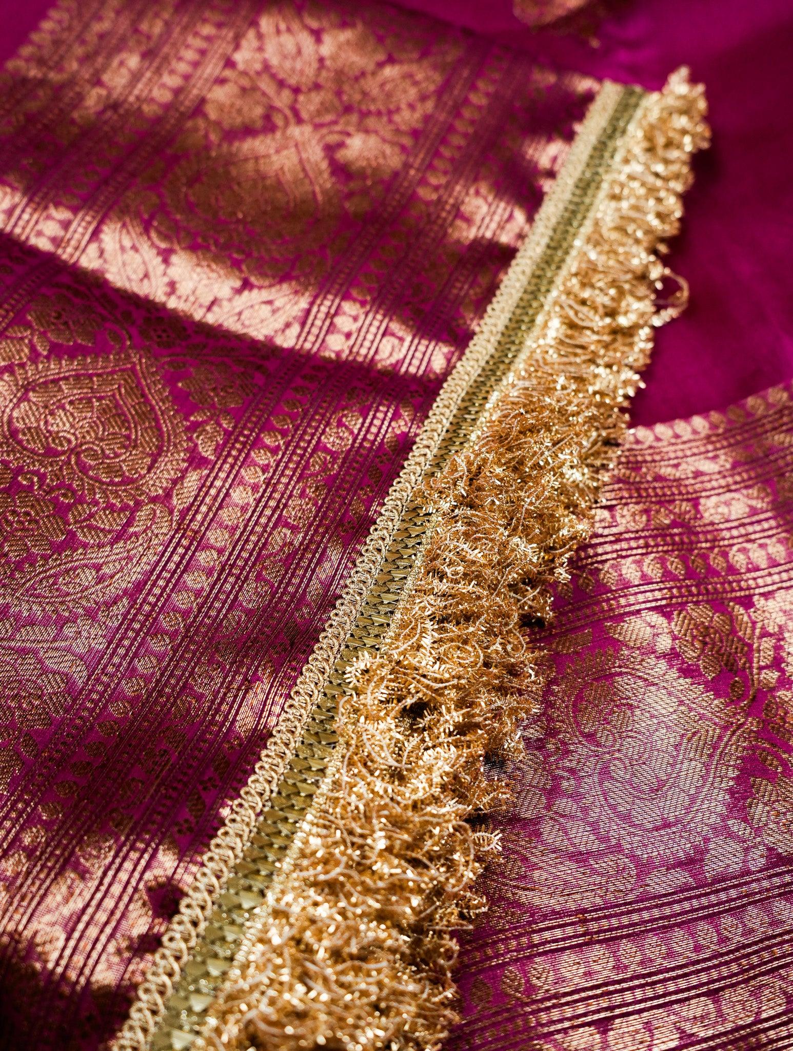 Designer Magenta Organza Saree