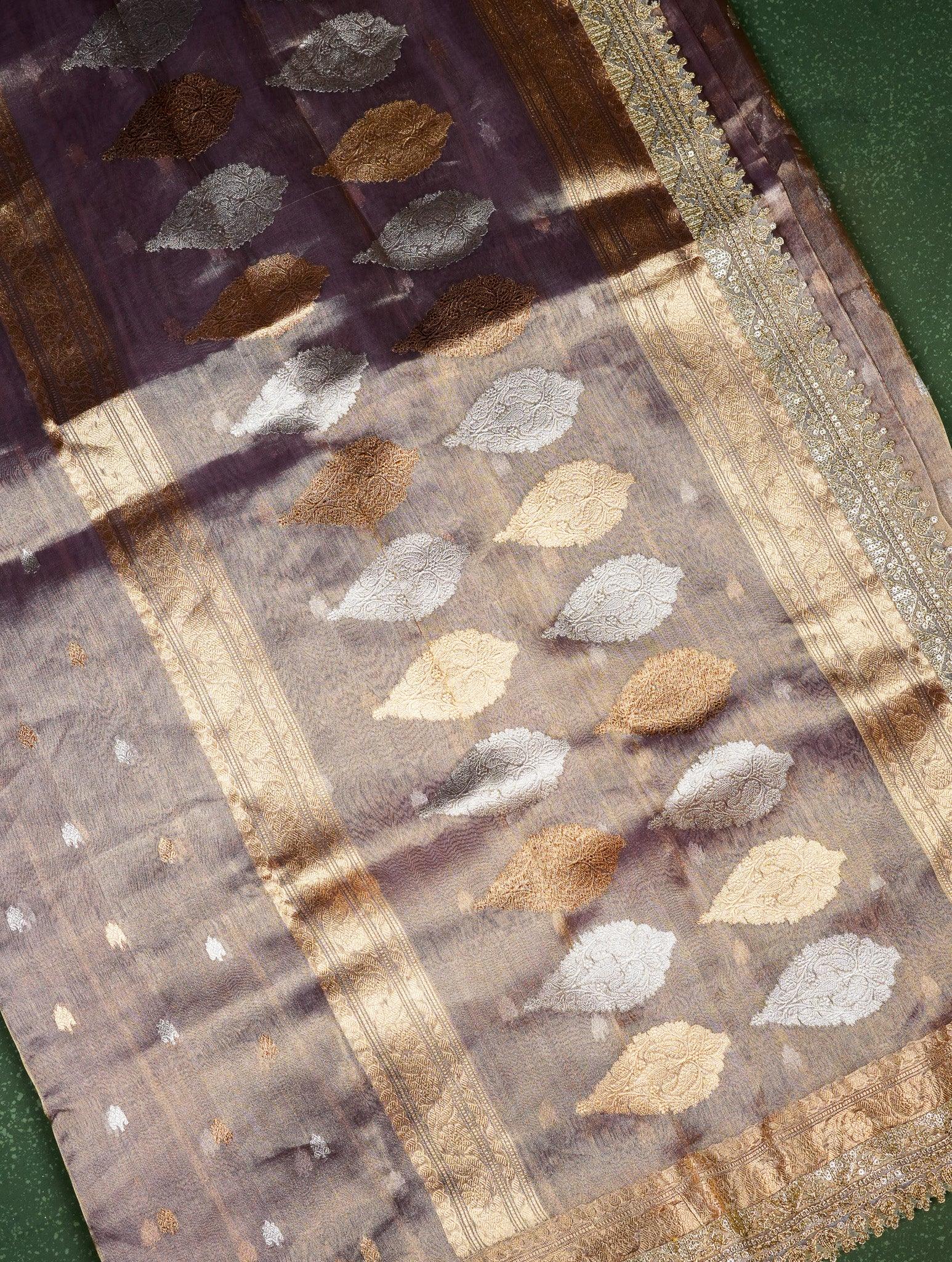 Designer Puple Tissue Silk Saree