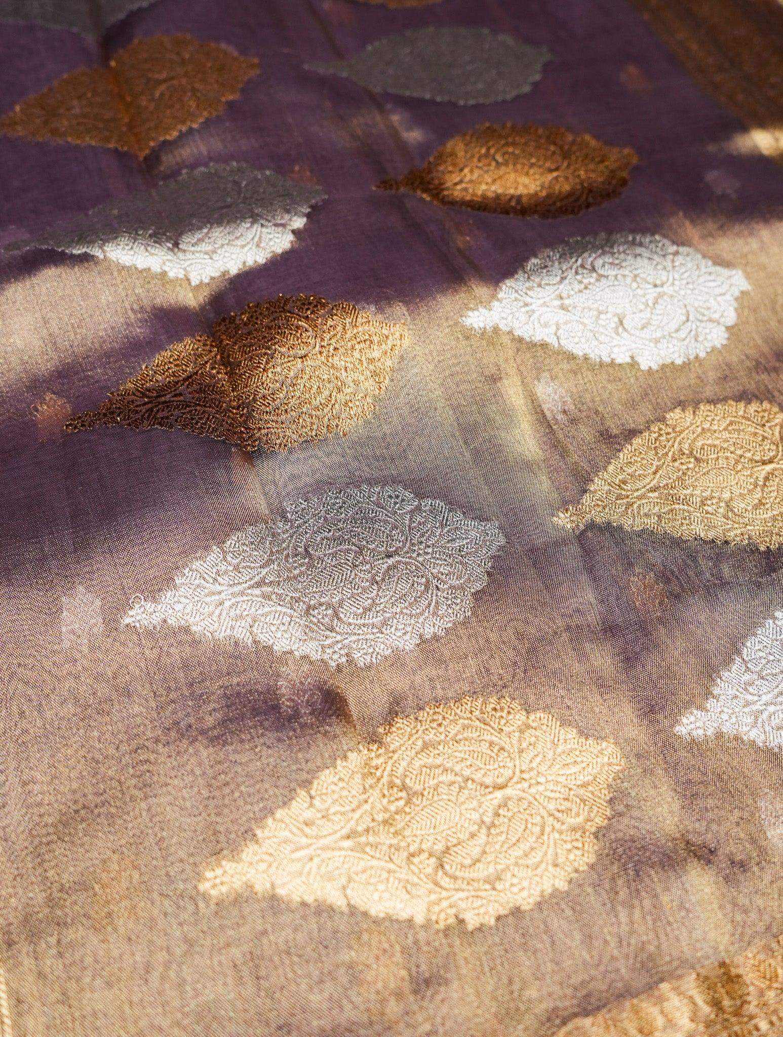 Designer Puple Tissue Silk Saree