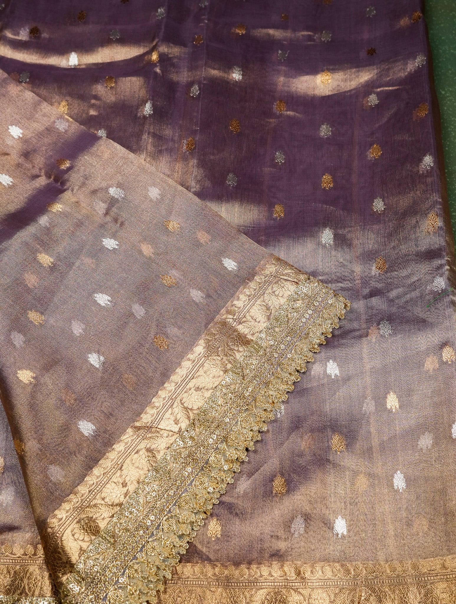 Designer Puple Tissue Silk Saree