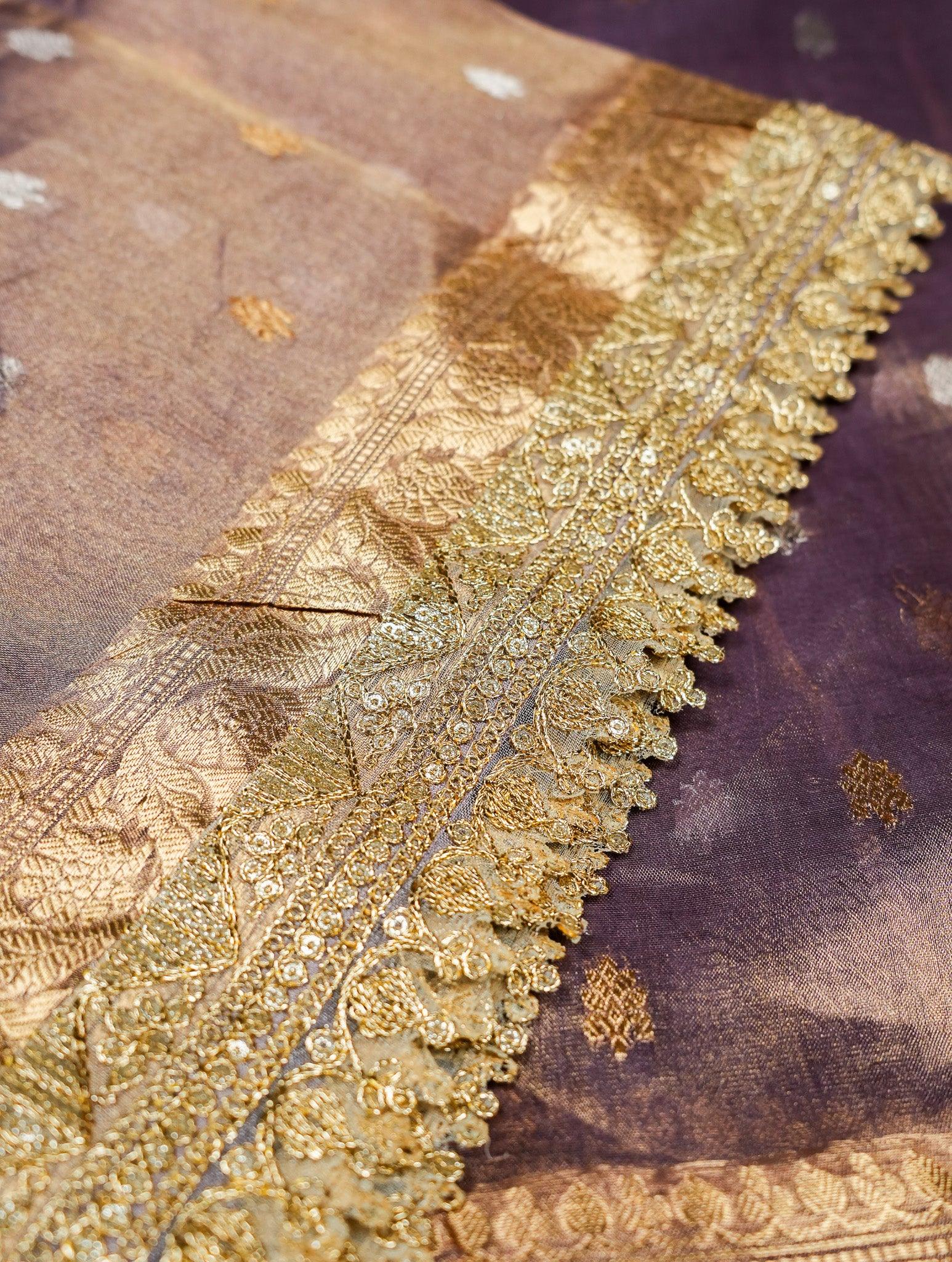 Designer Puple Tissue Silk Saree
