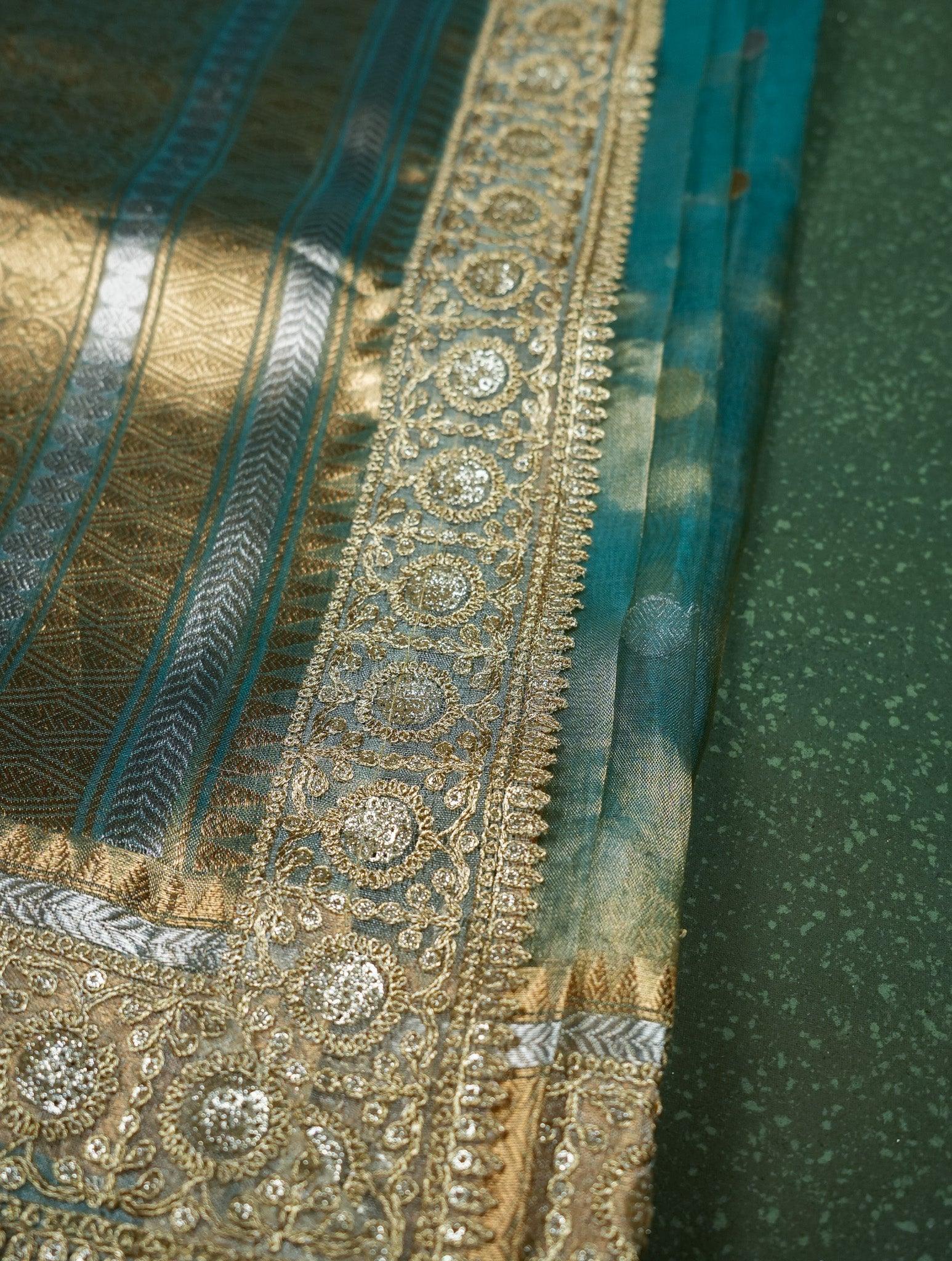 Designer Blue Tissue Silk Saree