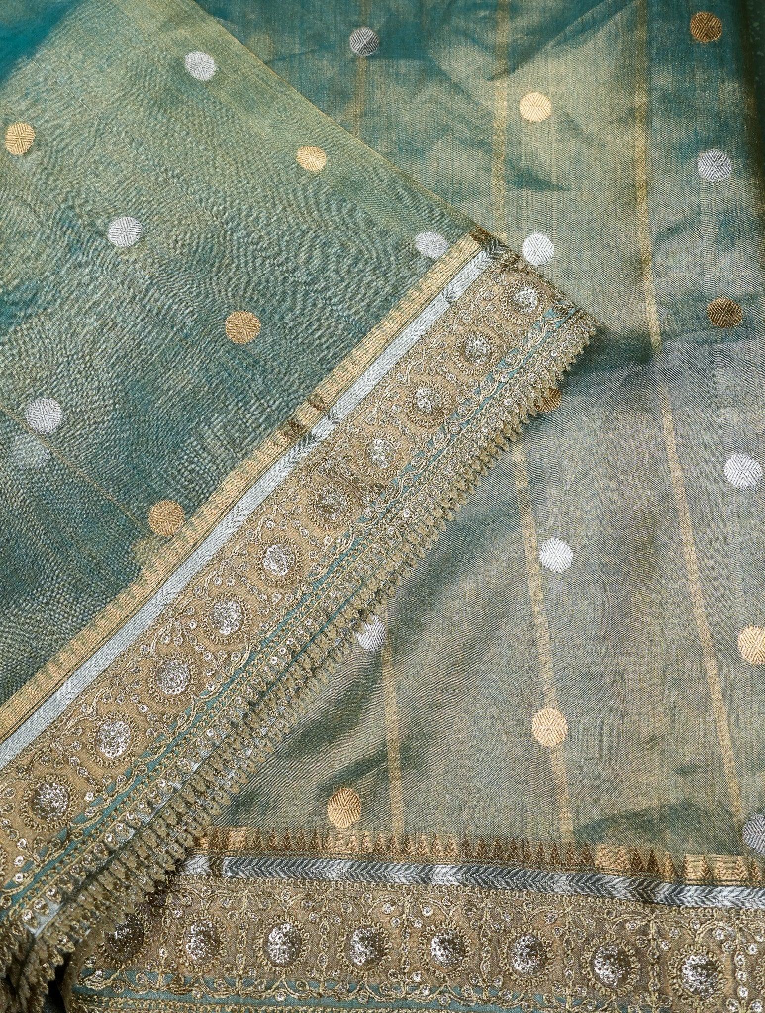 Designer Blue Tissue Silk Saree