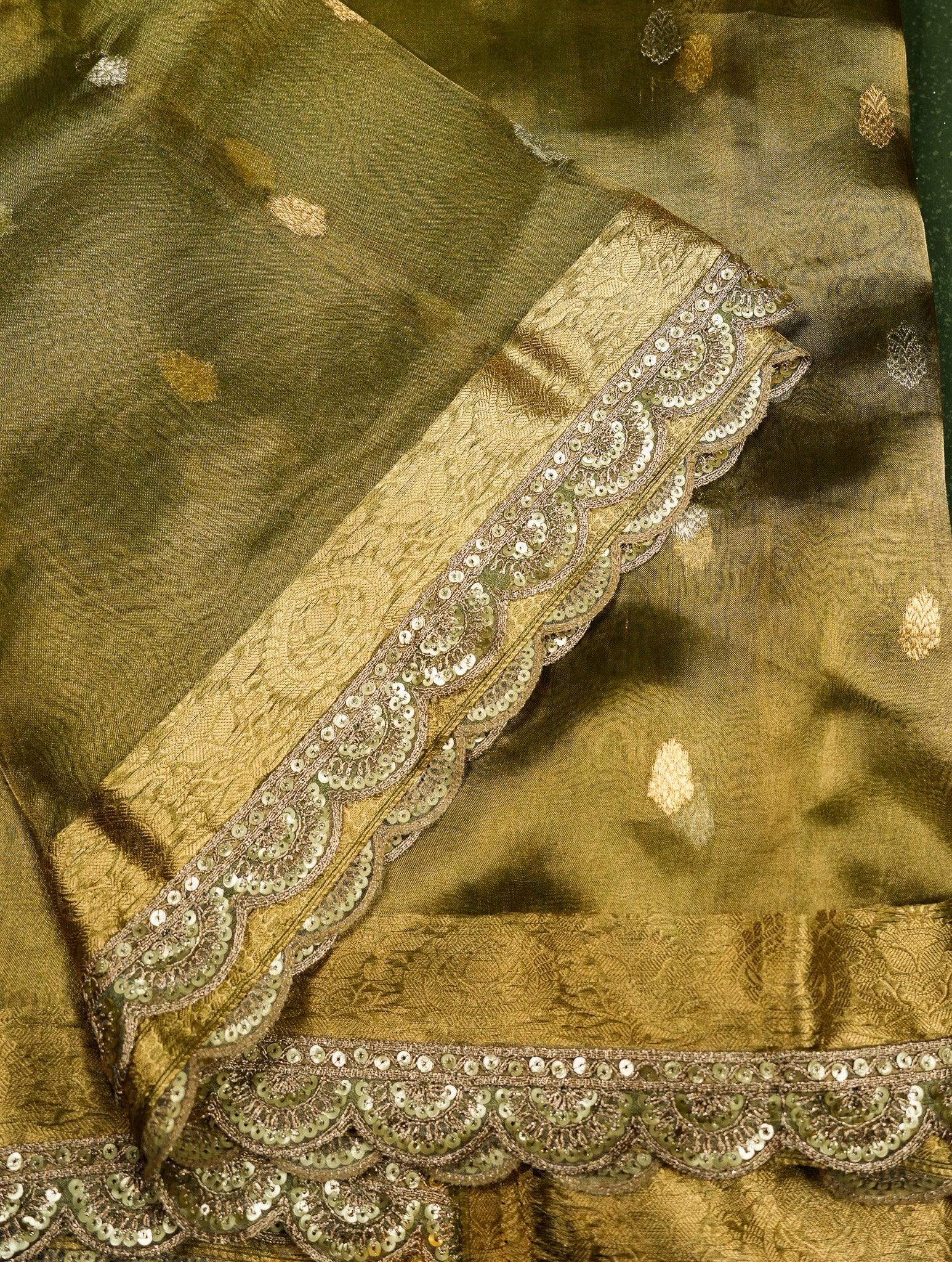 Designer Green Tissue Silk Saree