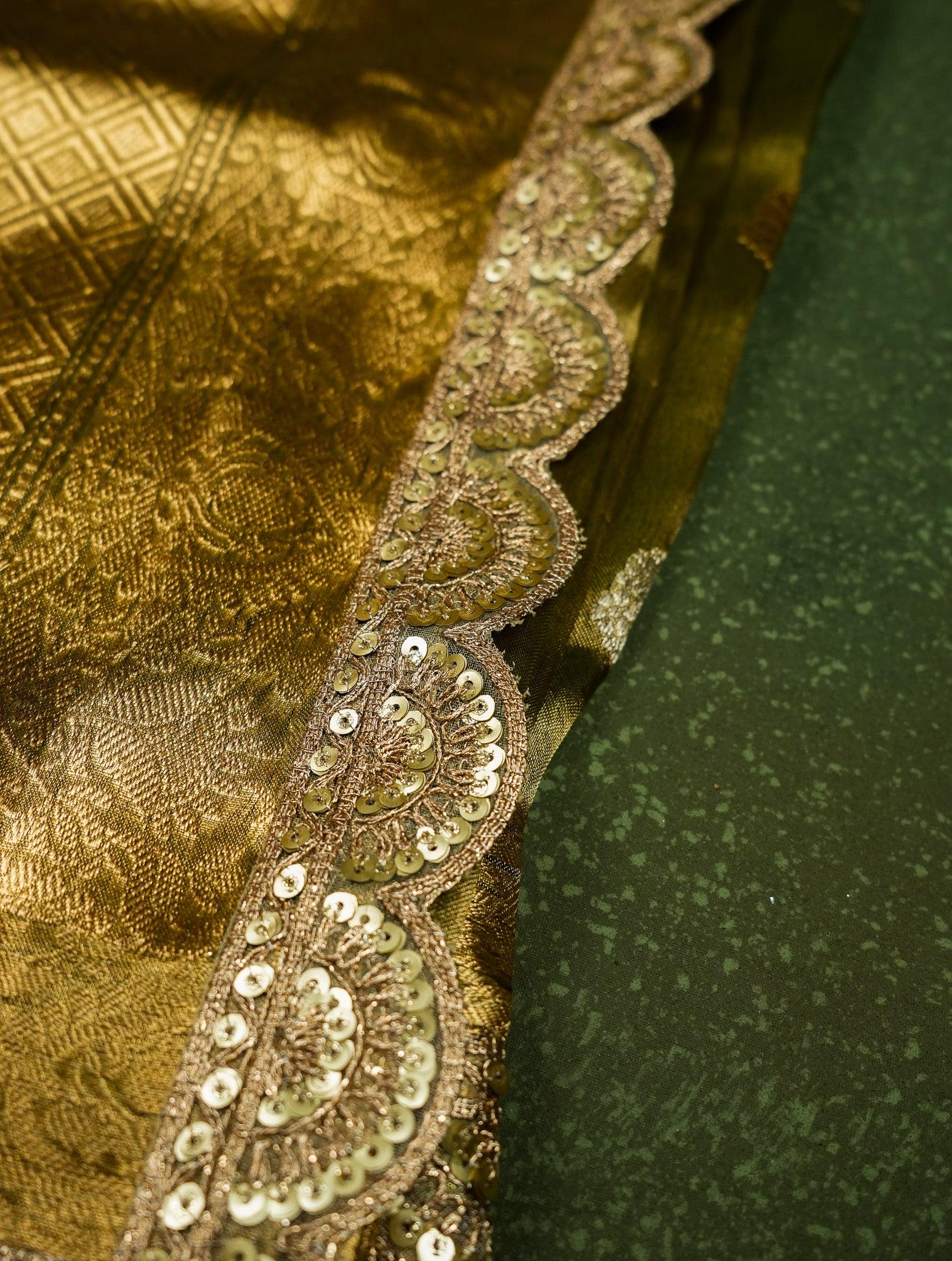 Designer Green Tissue Silk Saree