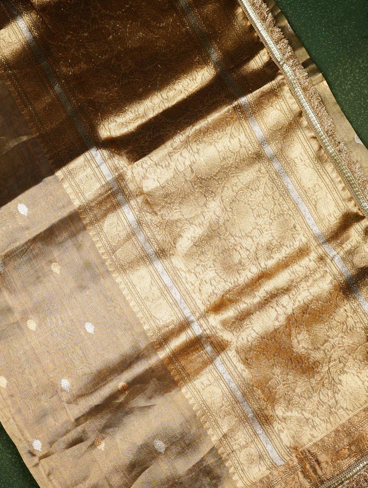 Designer Golden Tissue Silk Saree