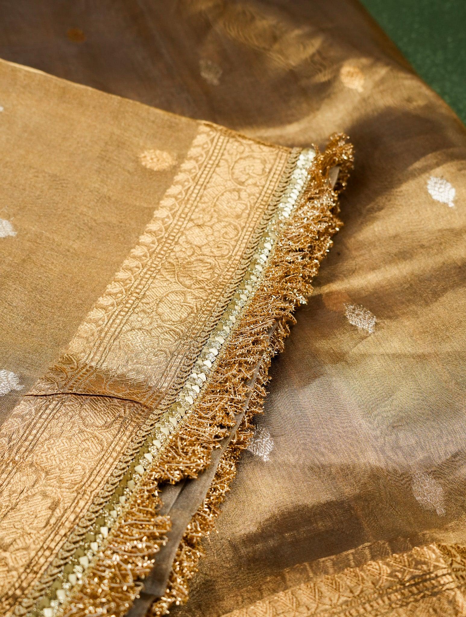 Designer Golden Tissue Silk Saree