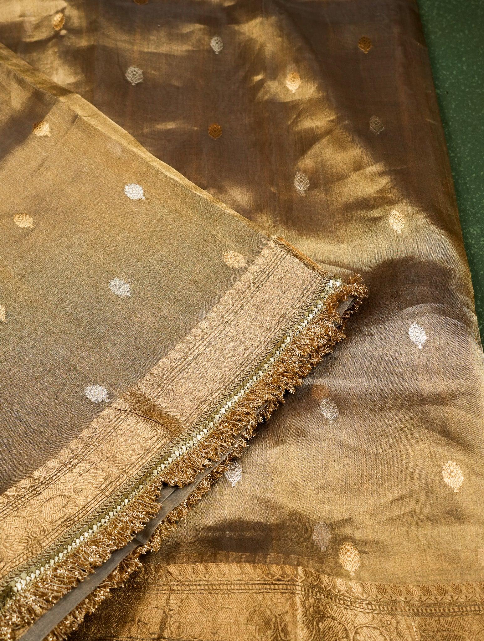 Designer Golden Tissue Silk Saree
