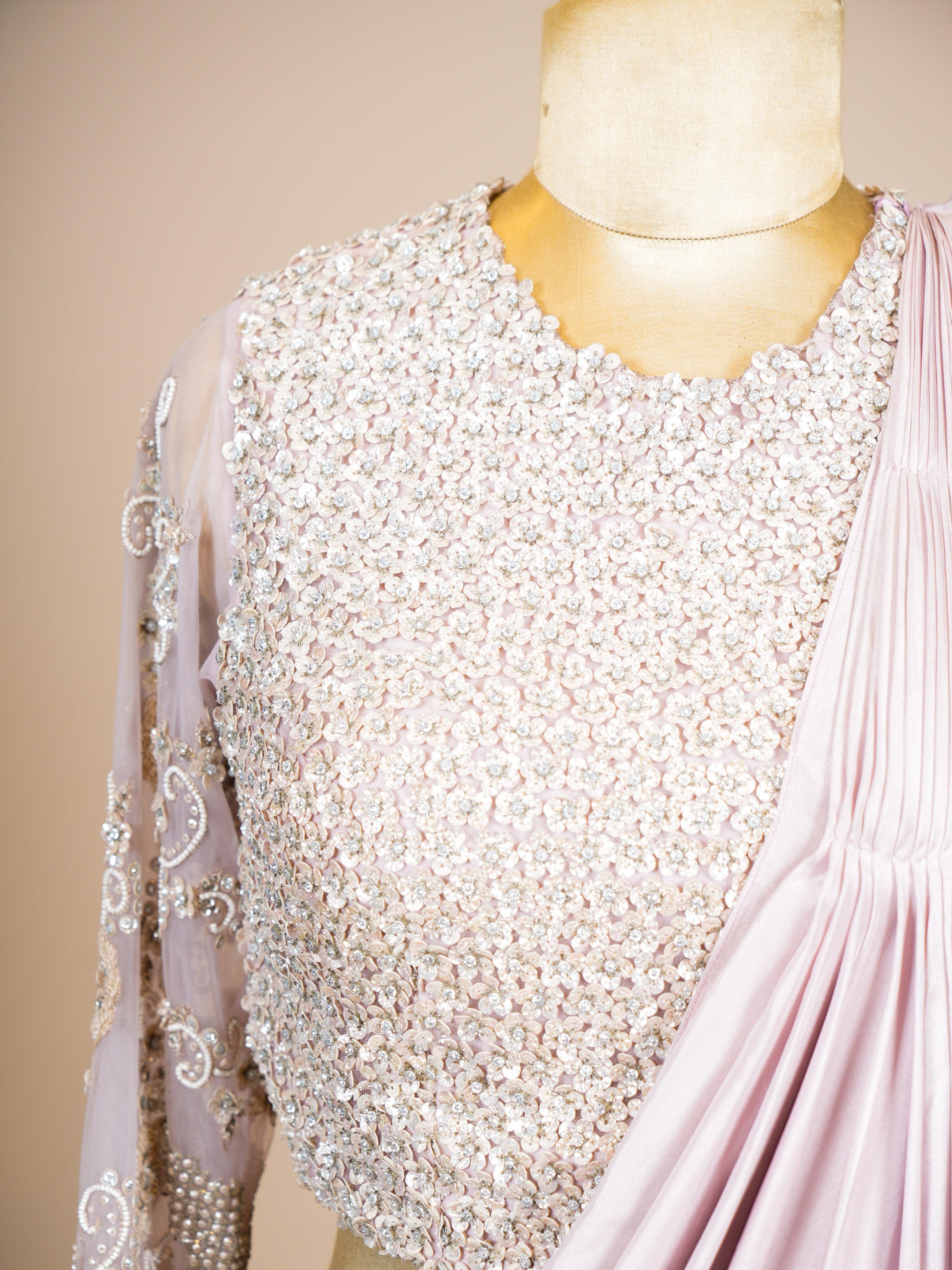 Designer Lavender Organza Silk Party Wear Indo Western - Sumangal Ekam