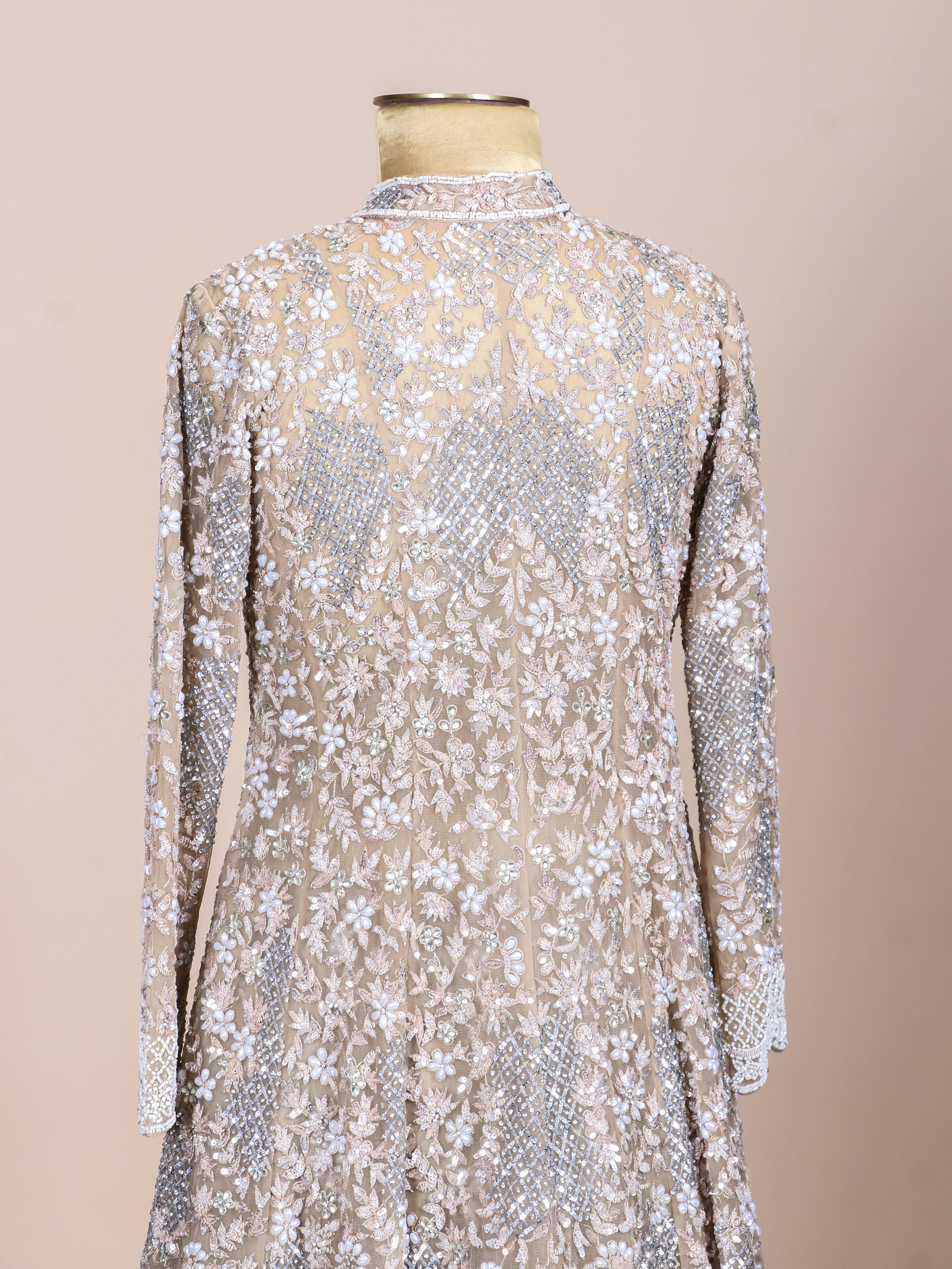 Designer Rose Gold Net Party Wear Indo Western - Sumangal Ekam