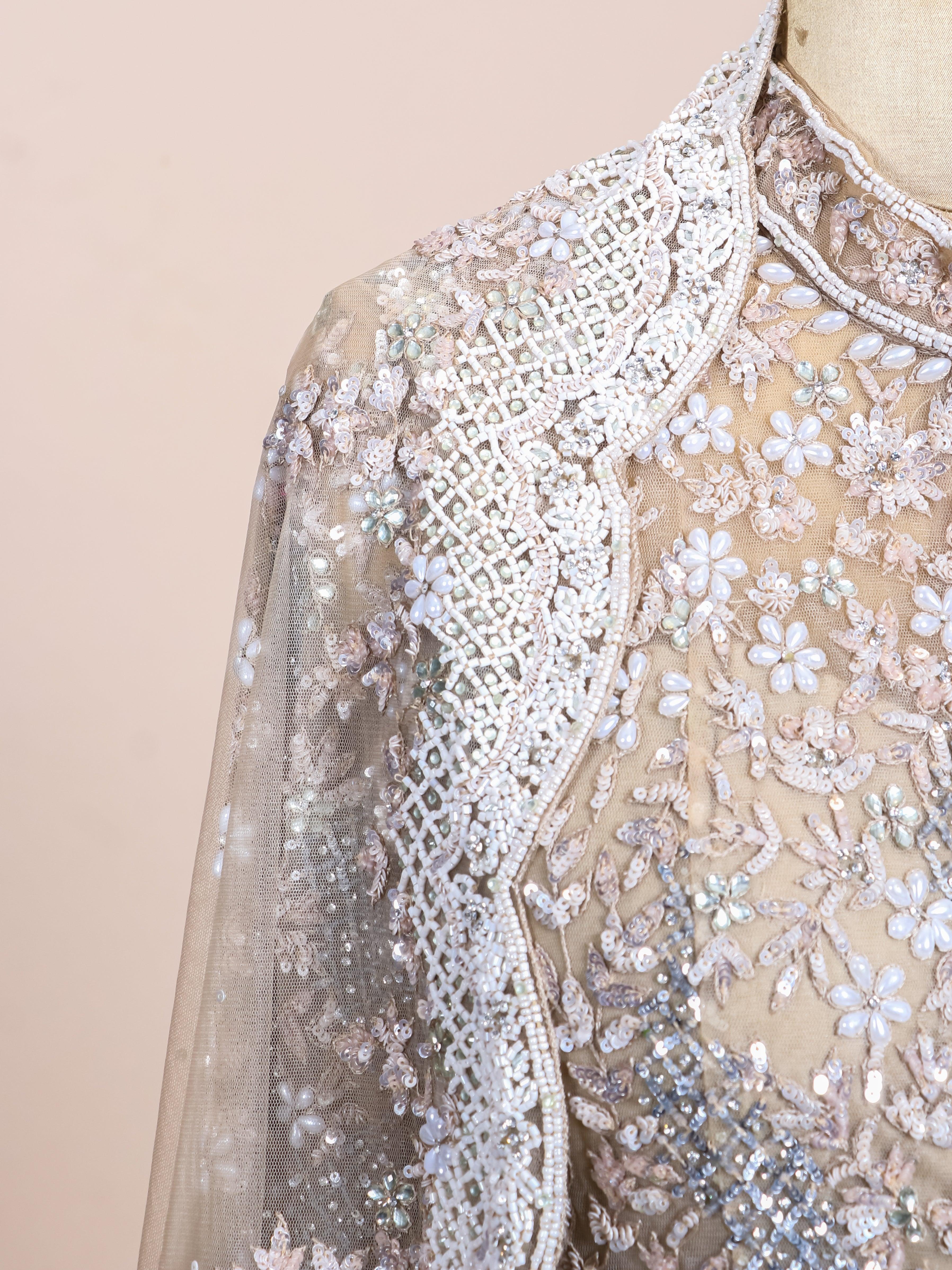 Designer Rose Gold Net Party Wear Indo Western - Sumangal Ekam