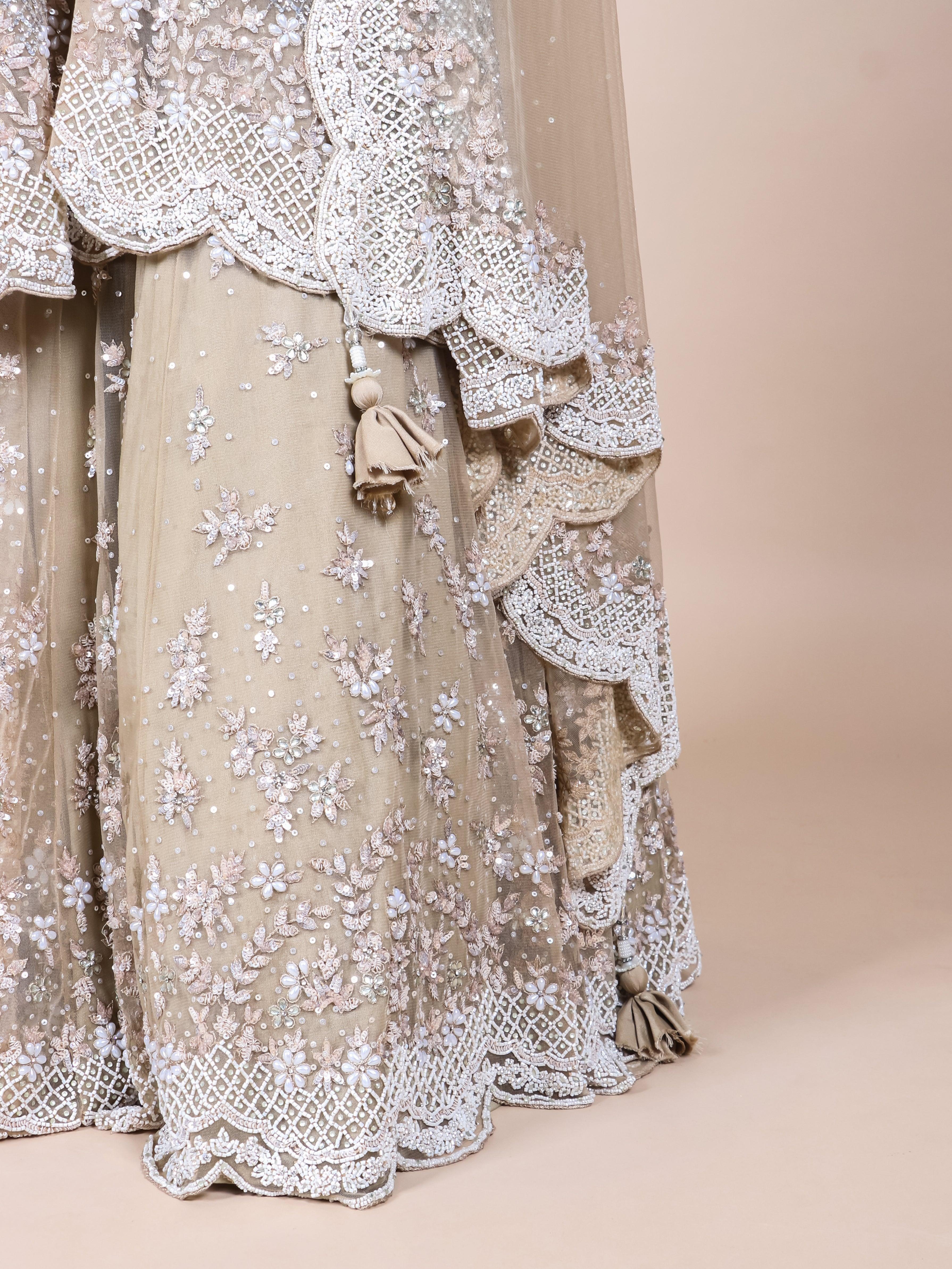 Designer Rose Gold Net Party Wear Indo Western - Sumangal Ekam