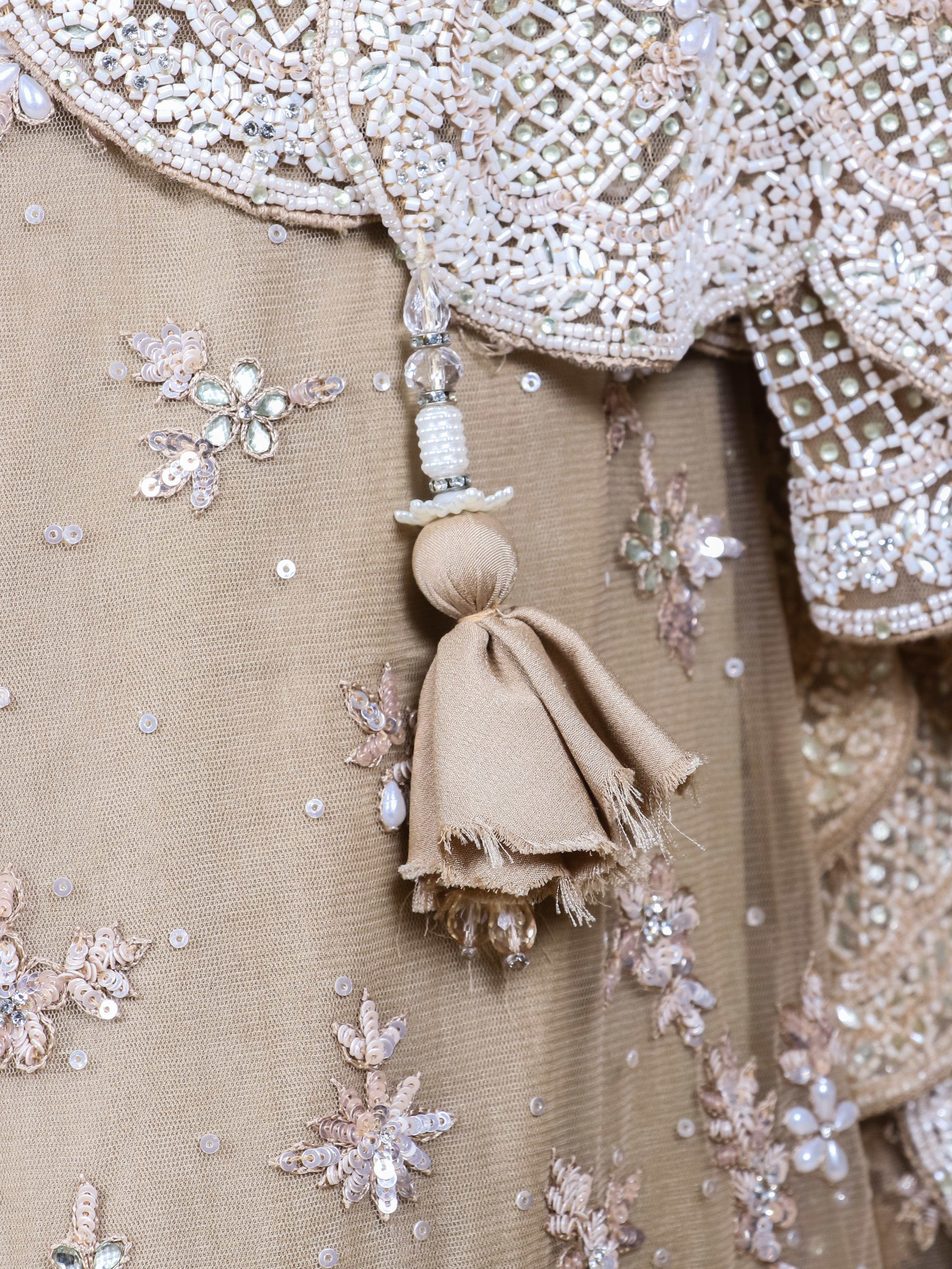 Designer Rose Gold Net Party Wear Indo Western - Sumangal Ekam