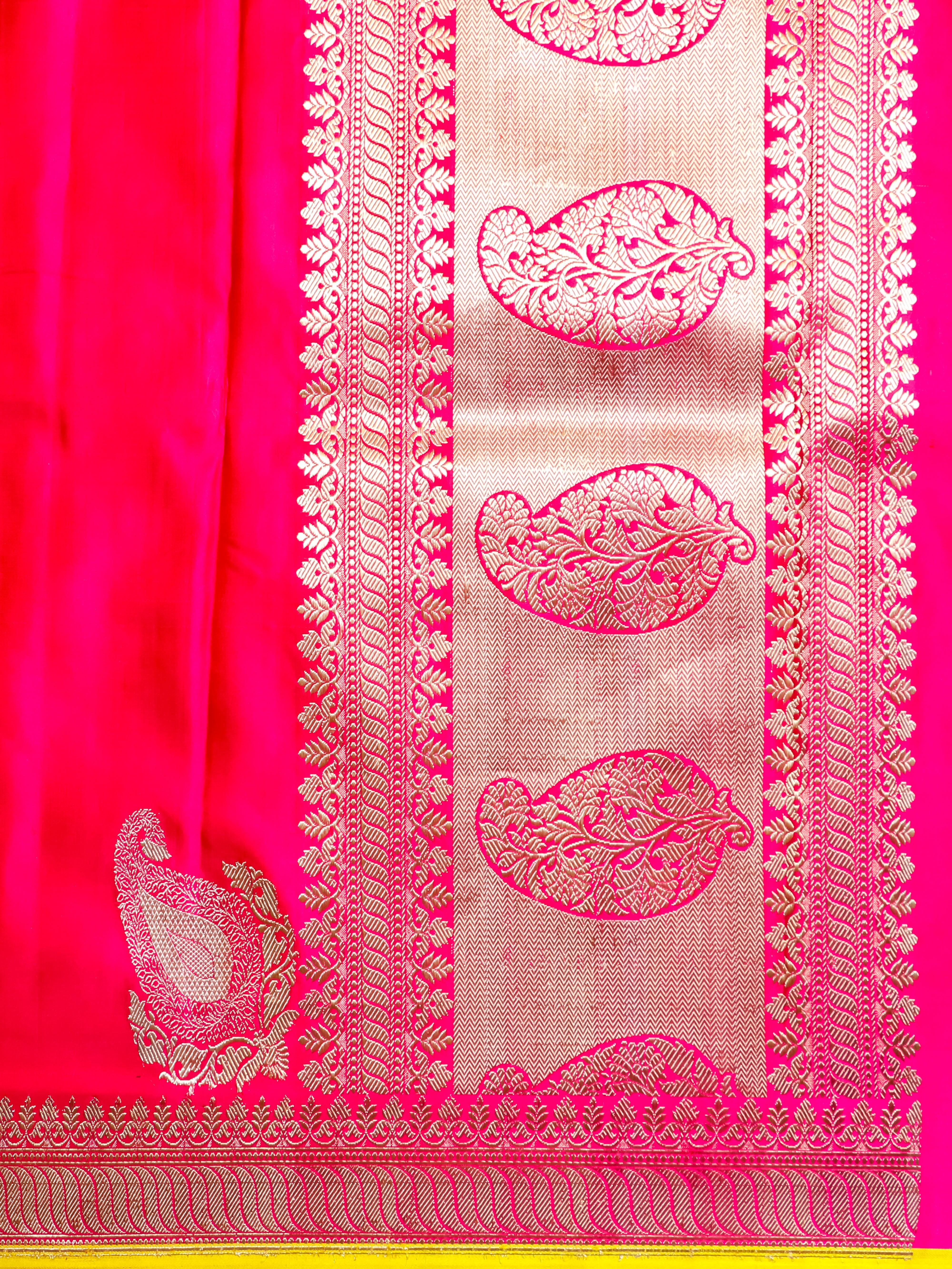 Handwoven Pink Banarasi Mashru Silk Saree - Sumangal Ekam