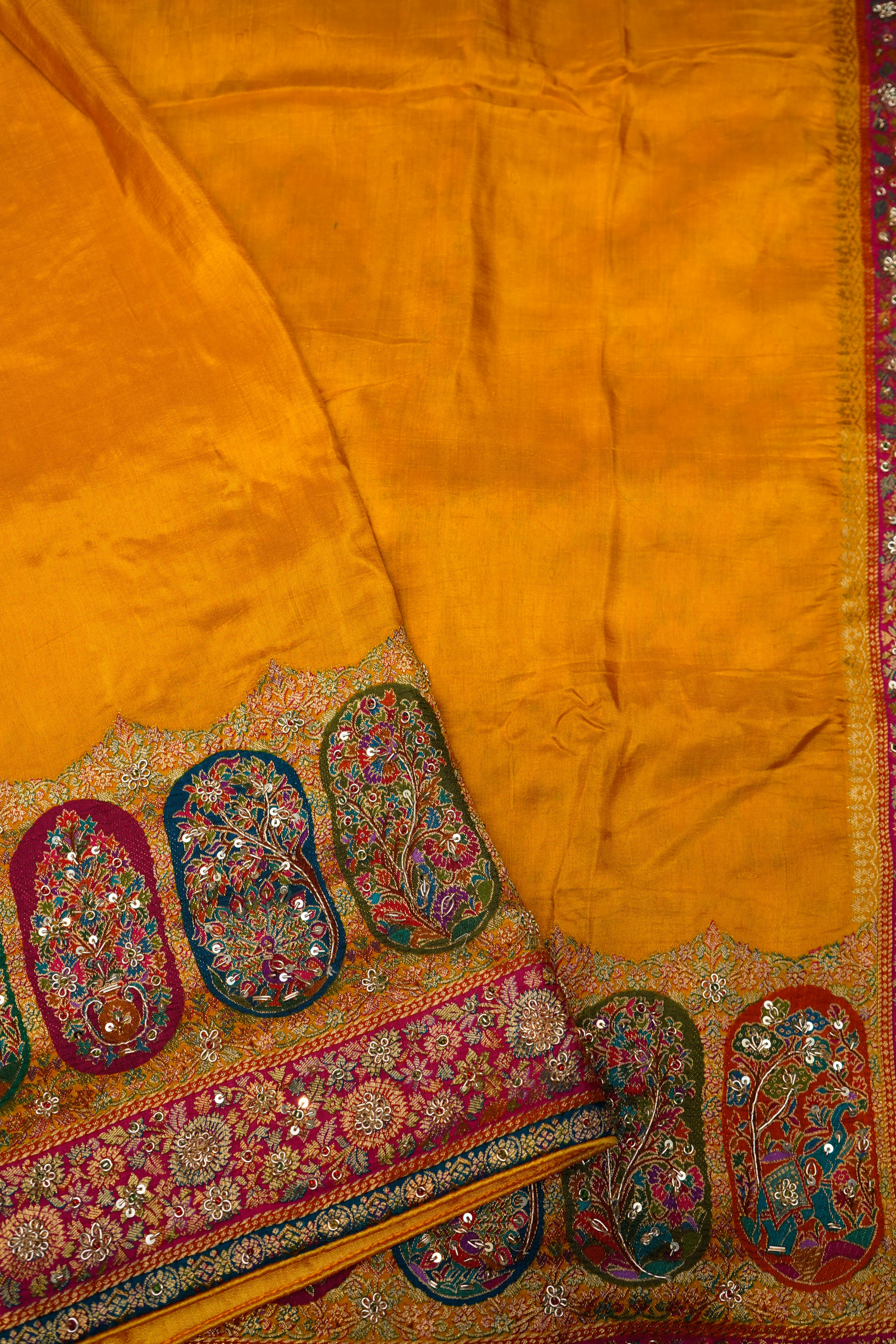 Designer Yellow Moonga Silk Saree