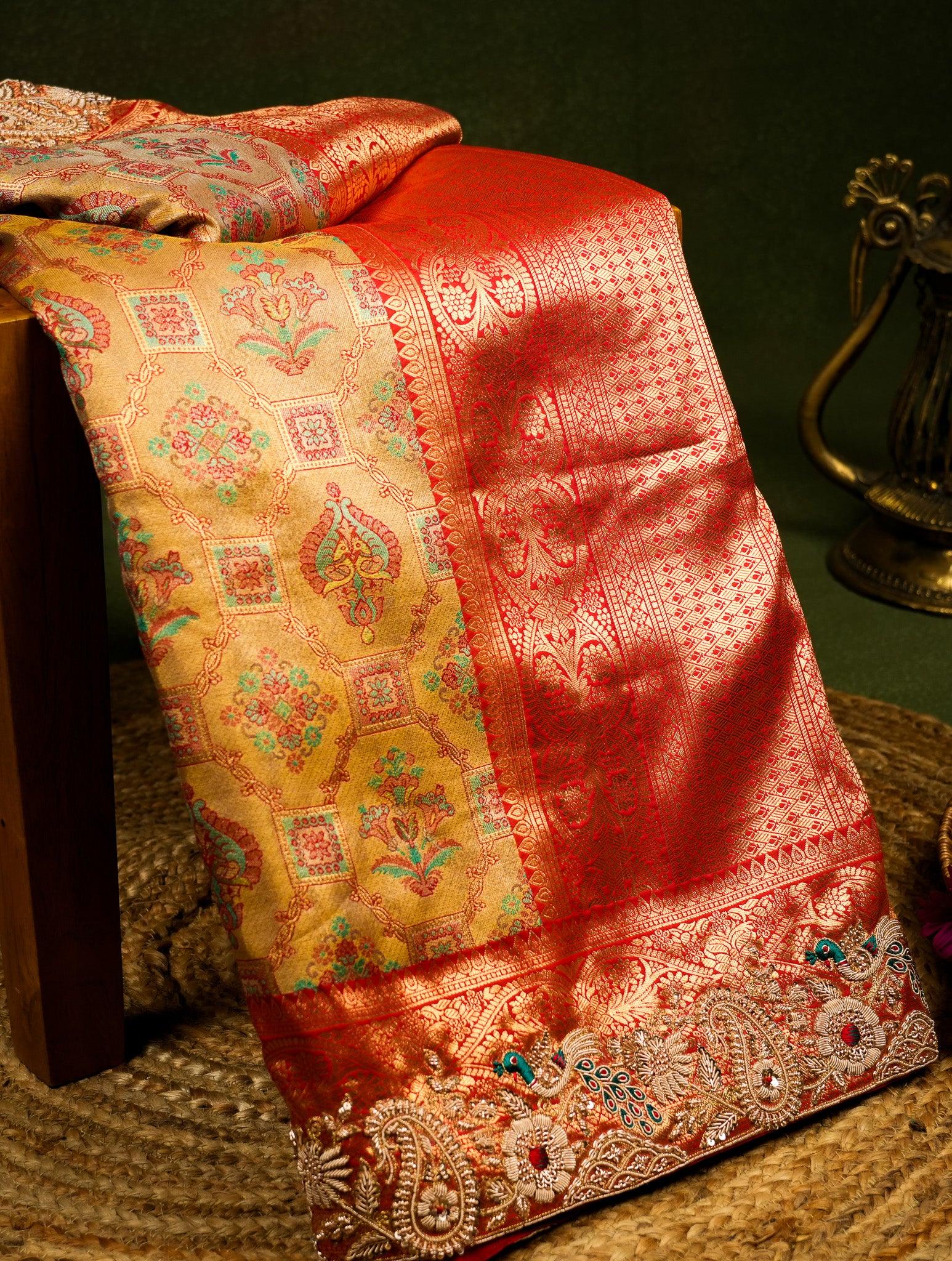 Designer Golden Kanjivaram Silk Saree