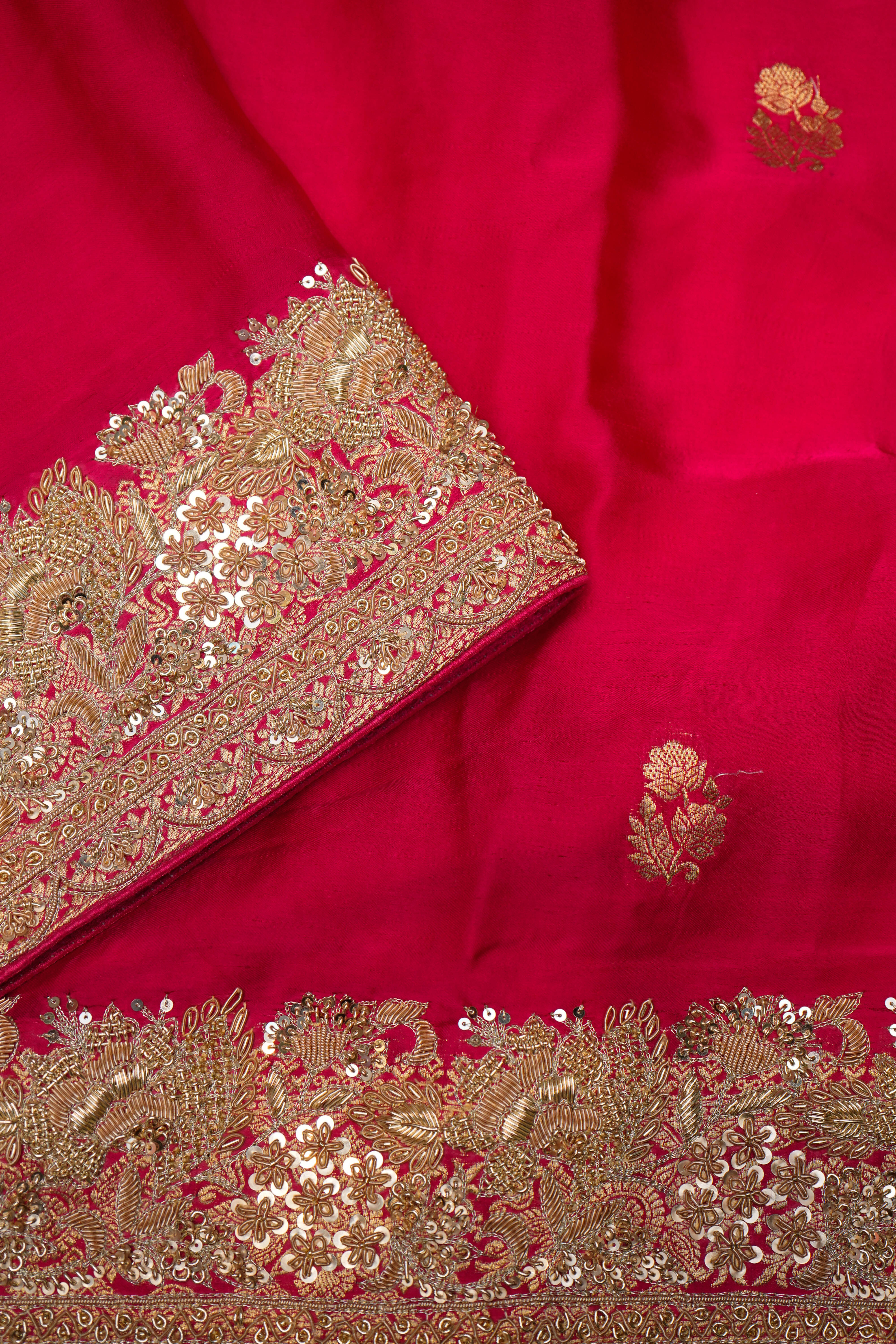 Designer PInk Moonga Silk Saree