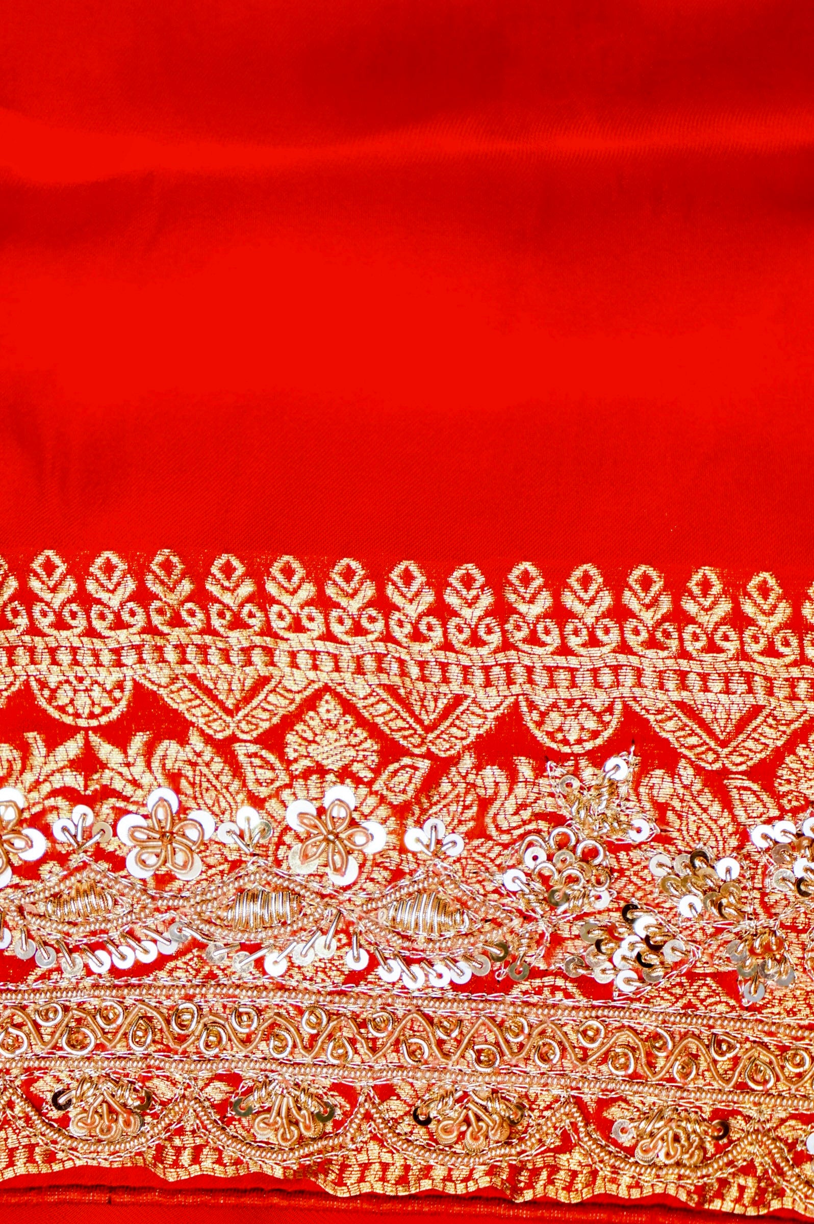 Designer Red Monga Silk Saree
