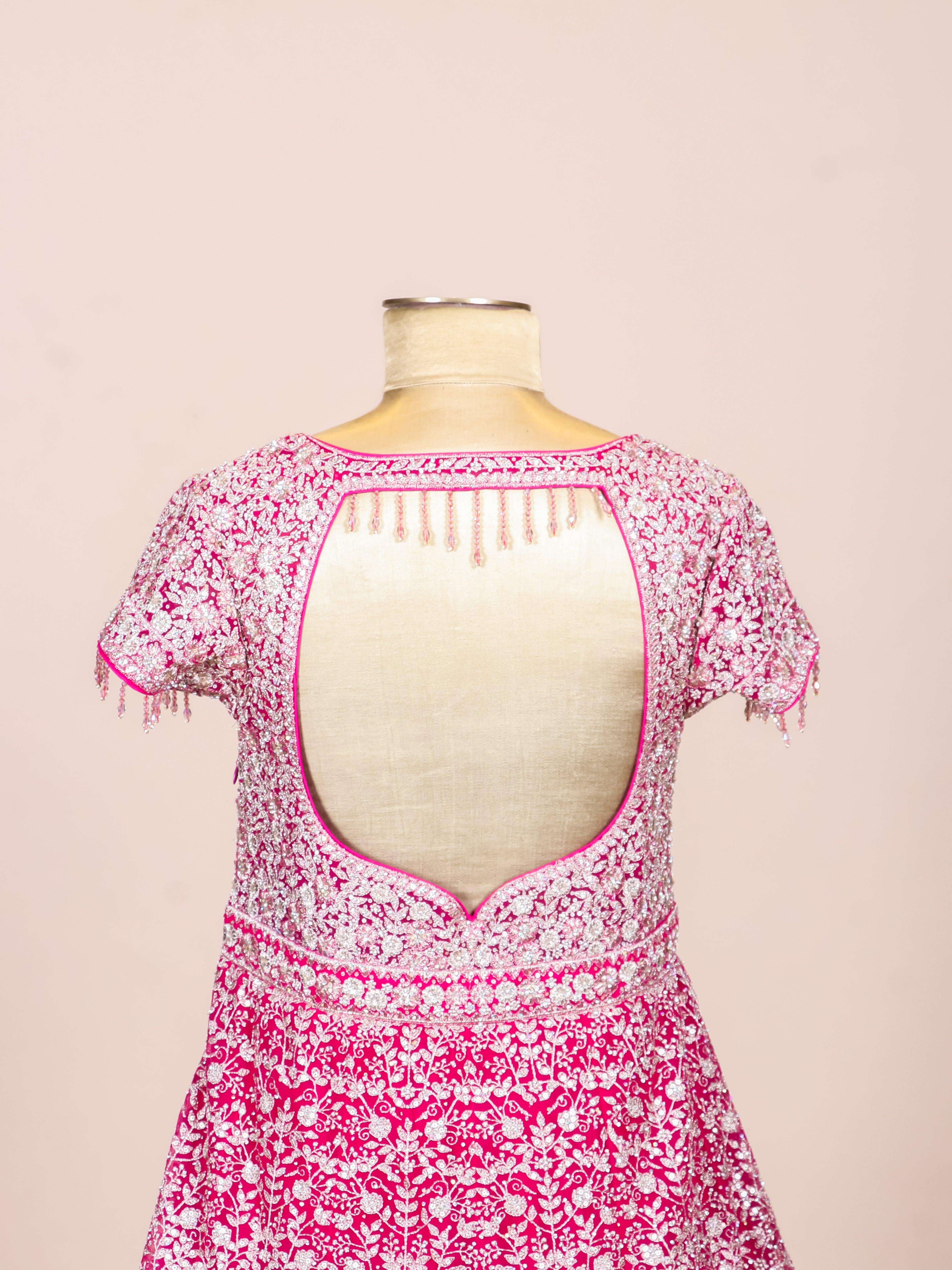 Designer Rani Pink Net Party Wear Gown - Sumangal Ekam