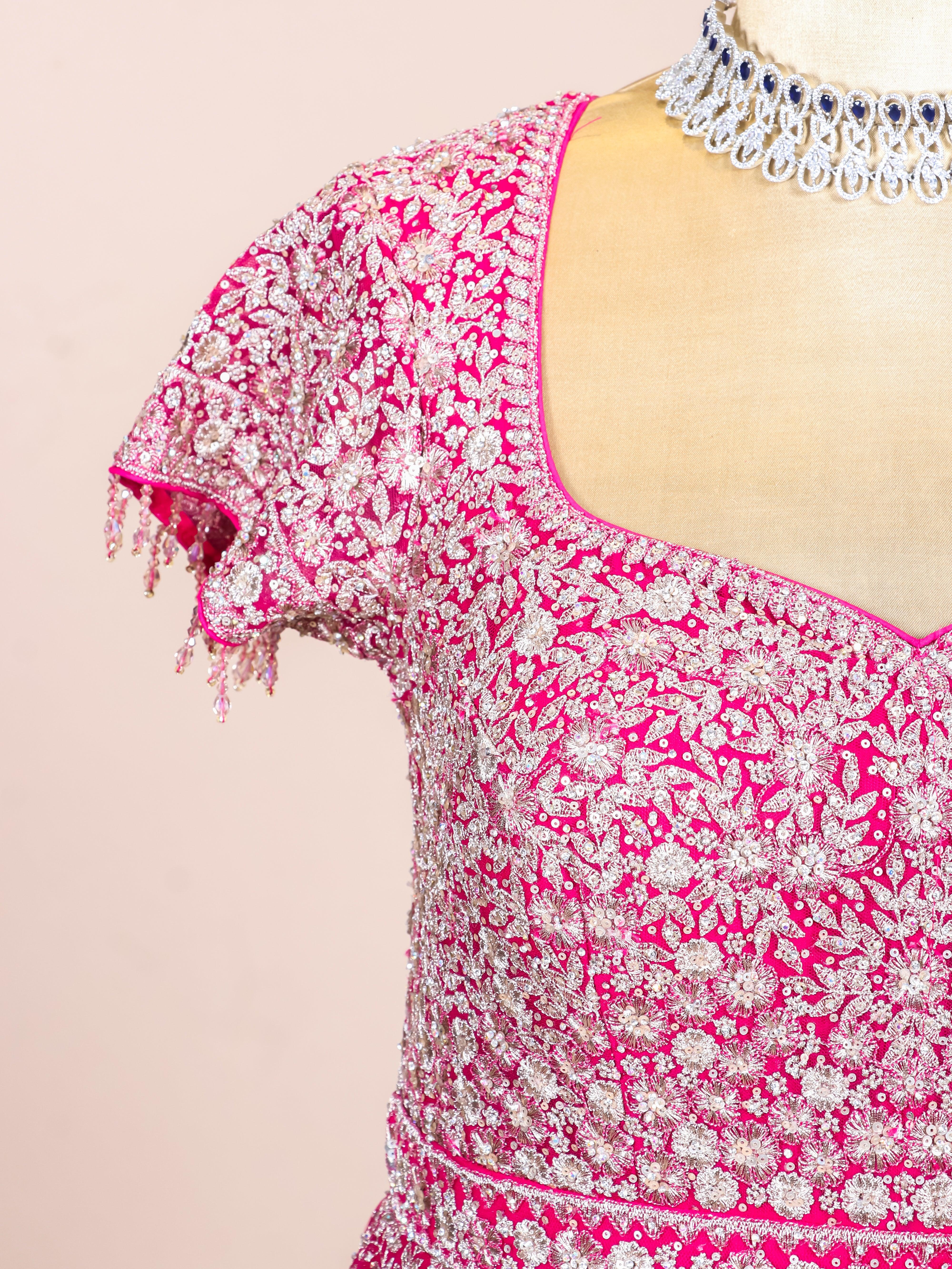 Designer Rani Pink Net Party Wear Gown - Sumangal Ekam