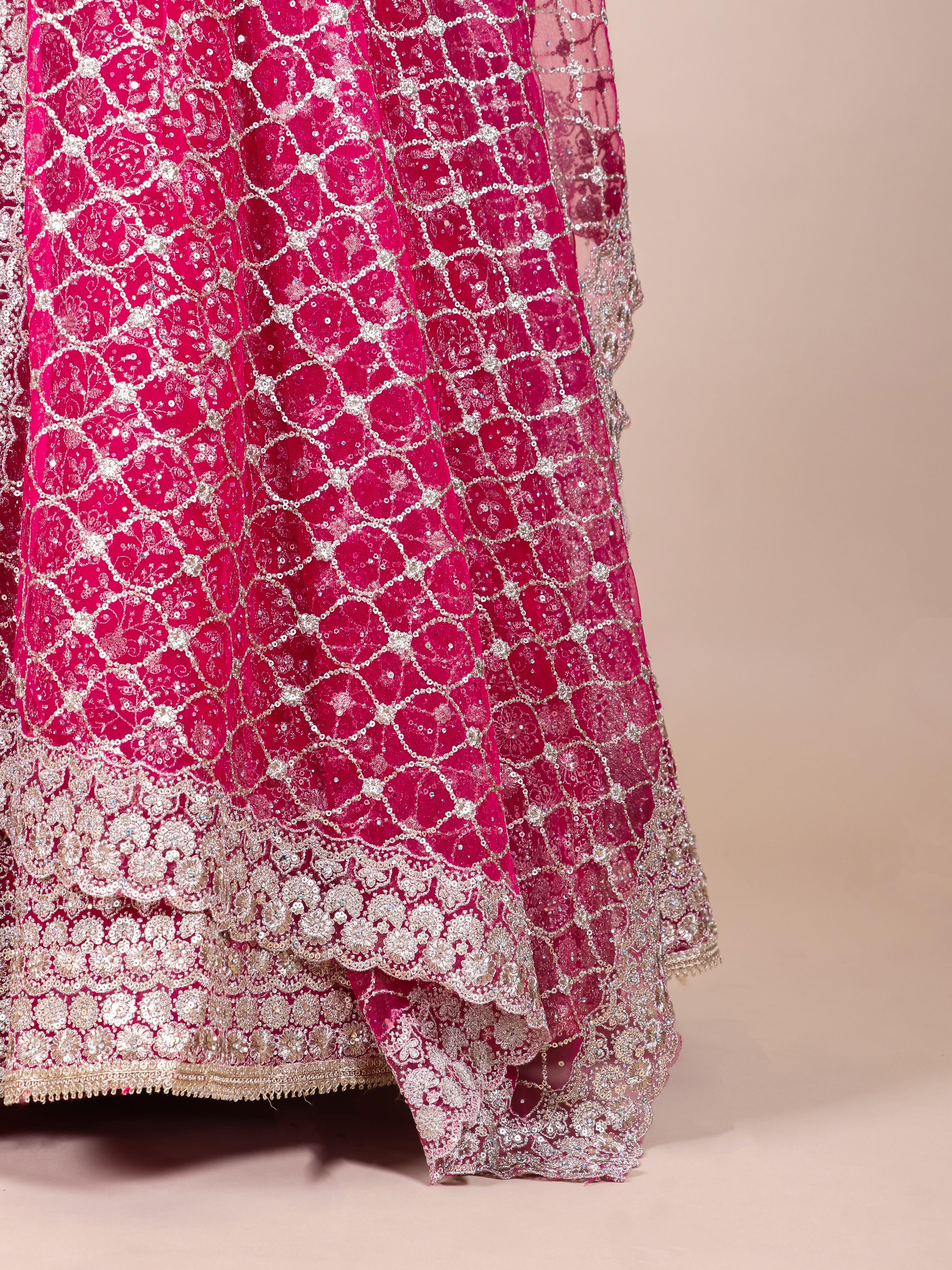 Designer Rani Pink Net Party Wear Gown - Sumangal Ekam